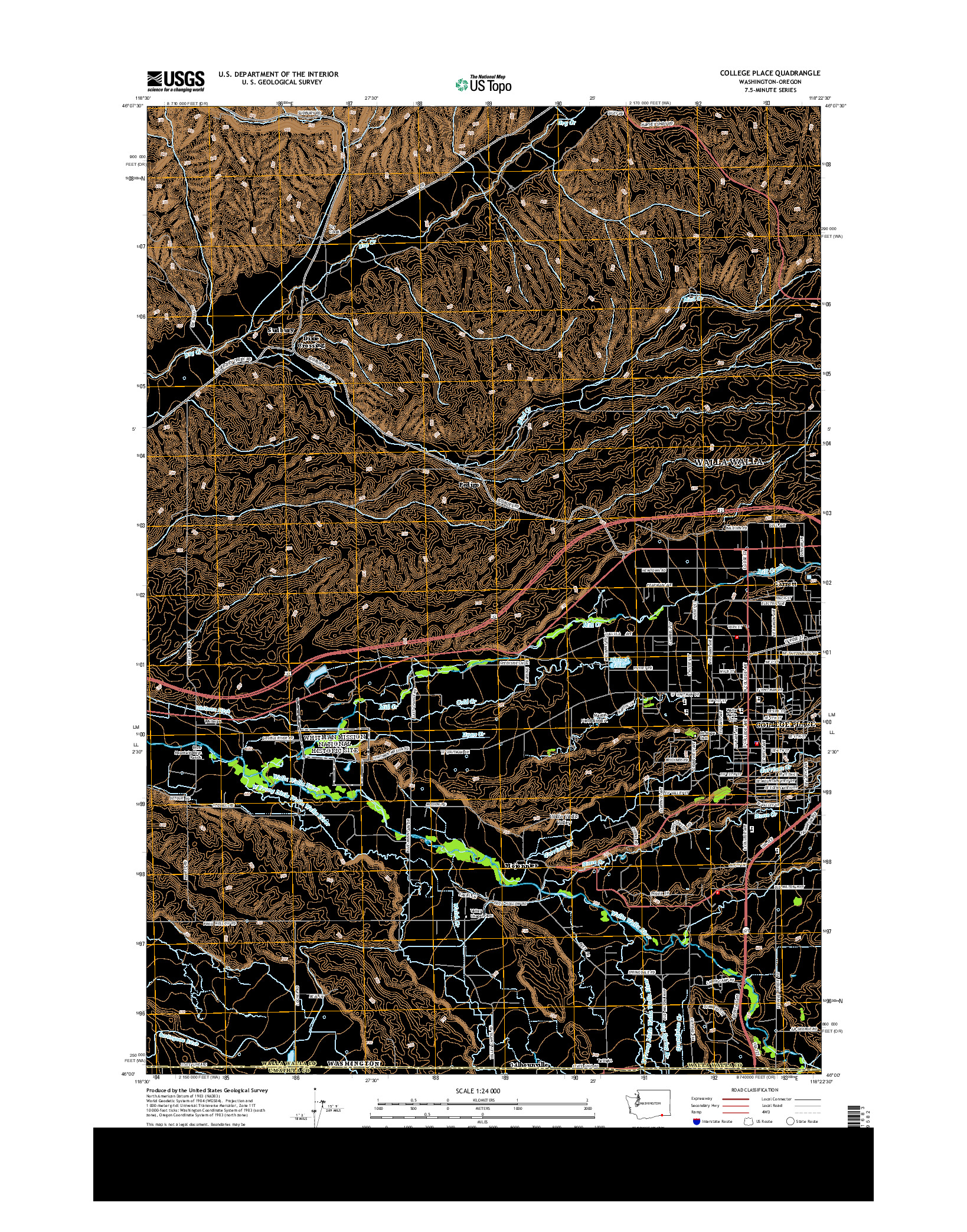 USGS US TOPO 7.5-MINUTE MAP FOR COLLEGE PLACE, WA-OR 2013