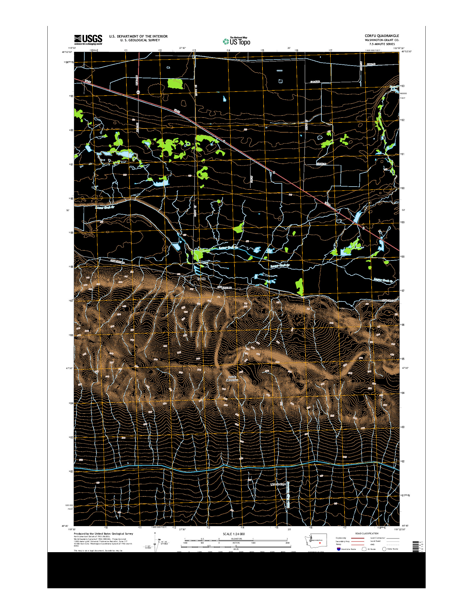USGS US TOPO 7.5-MINUTE MAP FOR CORFU, WA 2013
