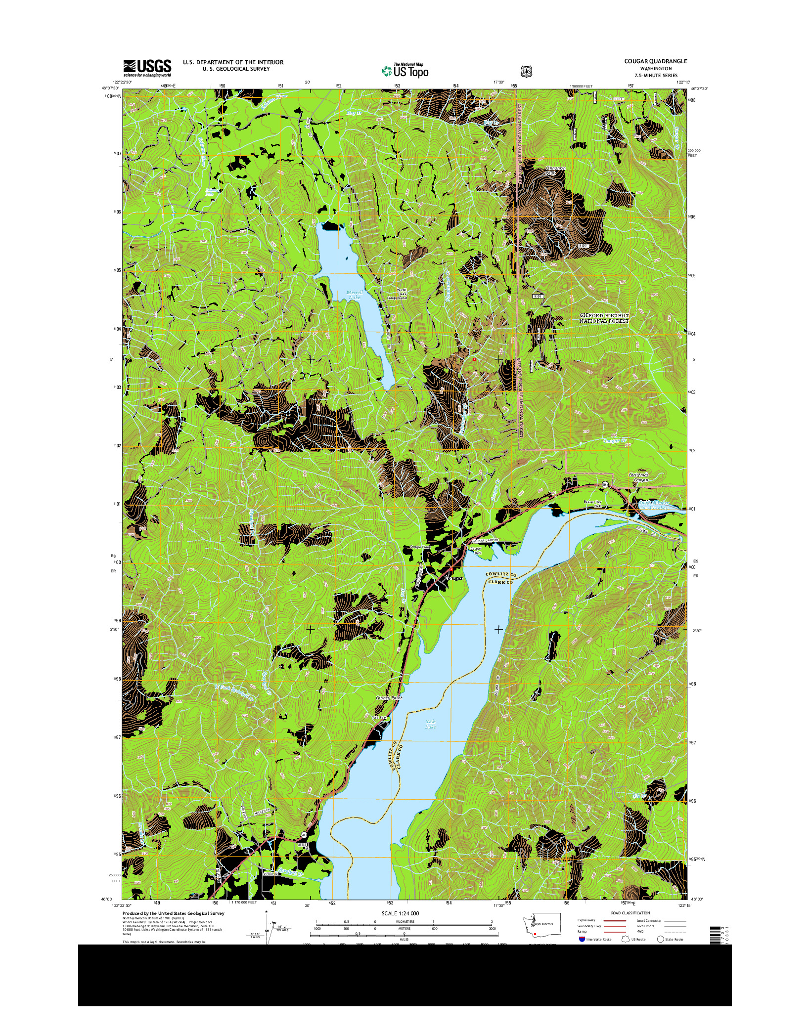 USGS US TOPO 7.5-MINUTE MAP FOR COUGAR, WA 2013