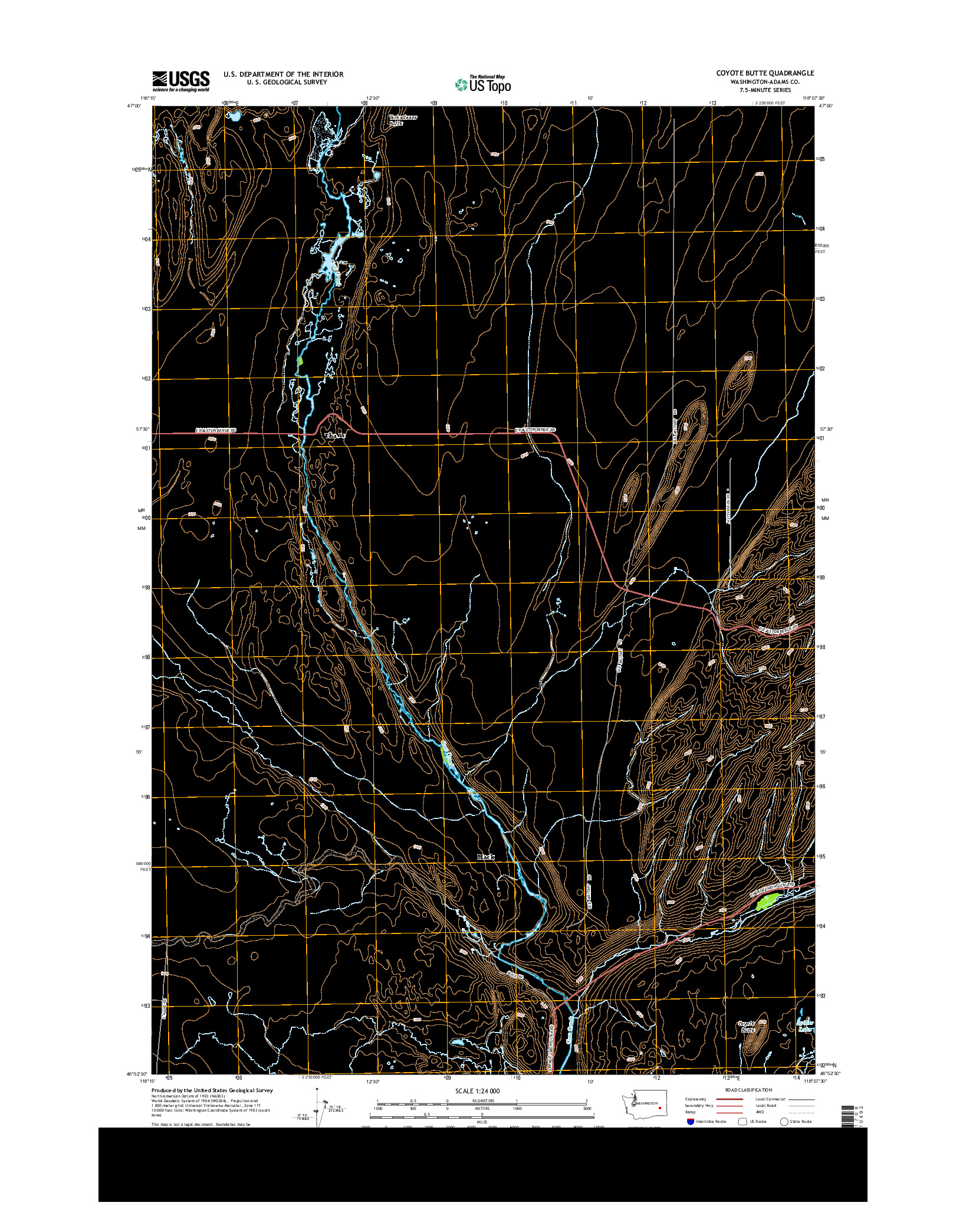 USGS US TOPO 7.5-MINUTE MAP FOR COYOTE BUTTE, WA 2013