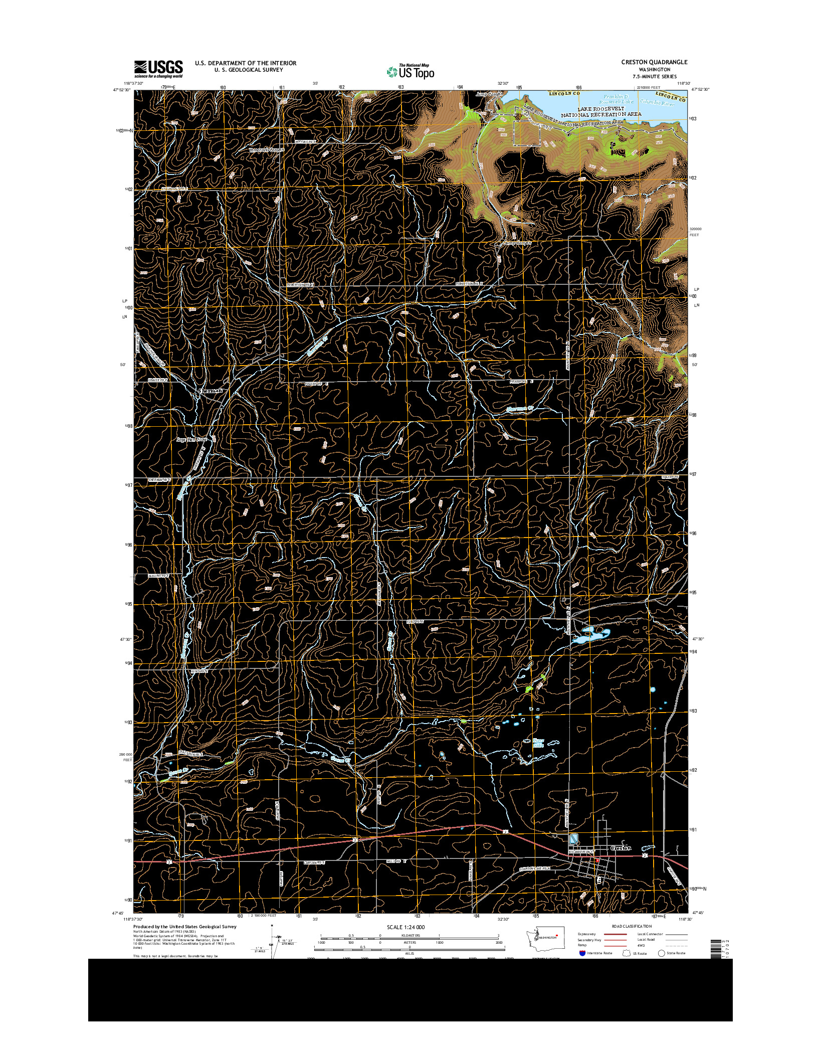 USGS US TOPO 7.5-MINUTE MAP FOR CRESTON, WA 2013