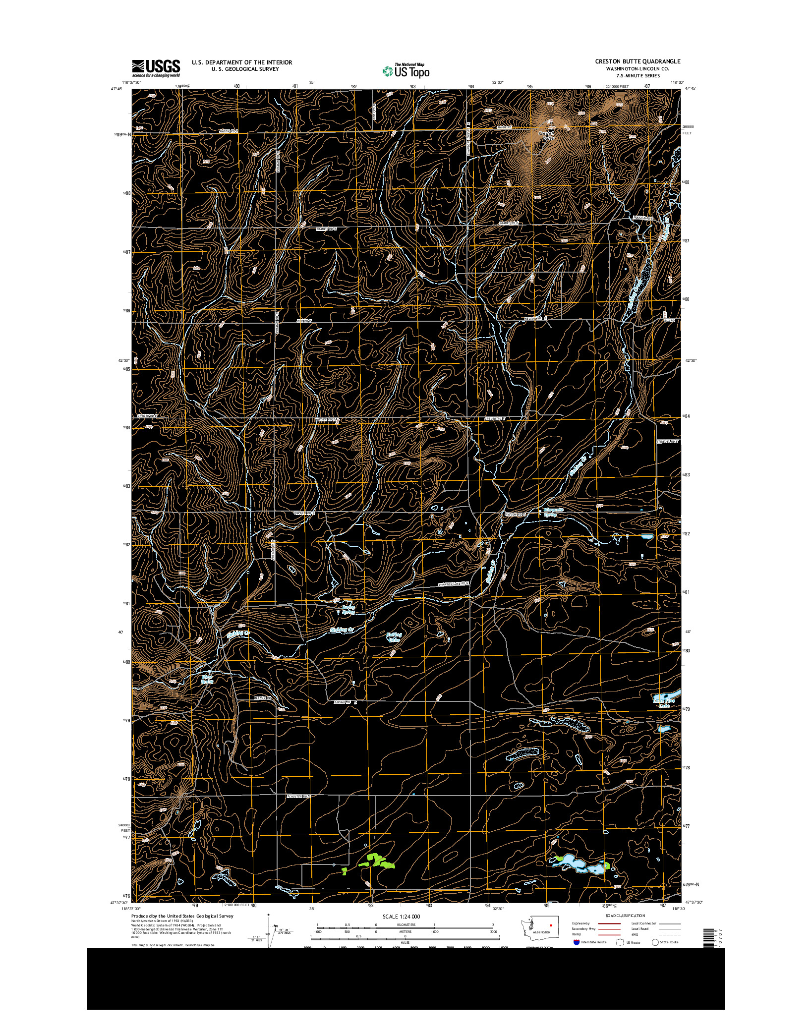 USGS US TOPO 7.5-MINUTE MAP FOR CRESTON BUTTE, WA 2013