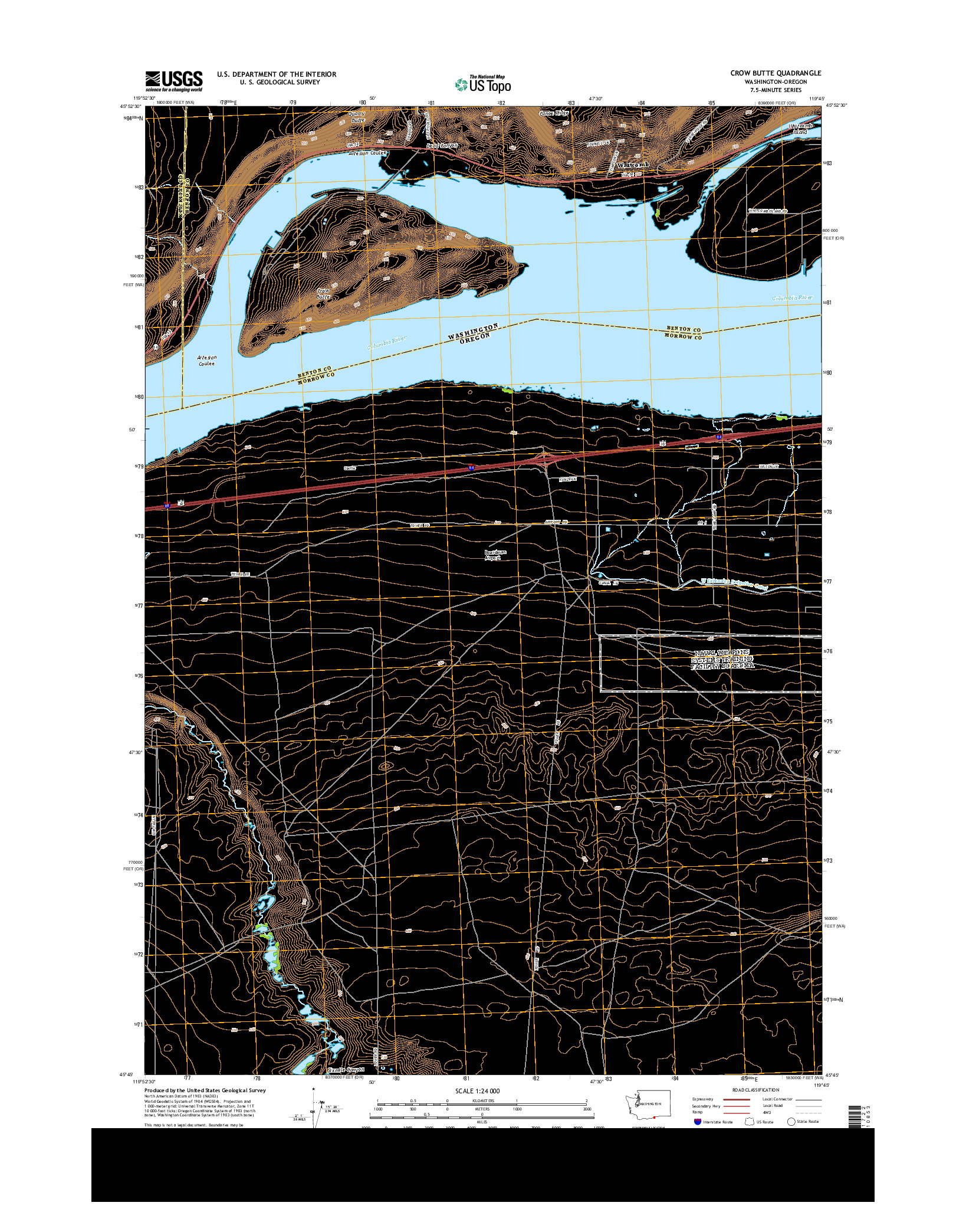 USGS US TOPO 7.5-MINUTE MAP FOR CROW BUTTE, WA-OR 2013