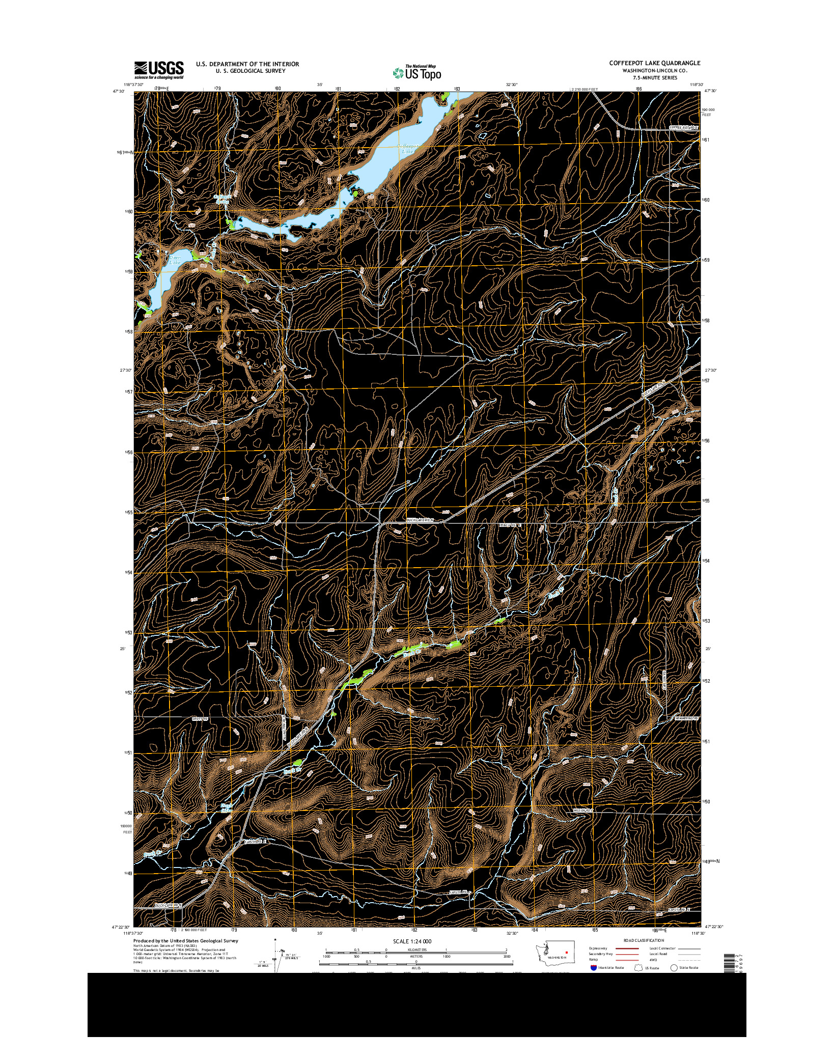 USGS US TOPO 7.5-MINUTE MAP FOR COFFEEPOT LAKE, WA 2013