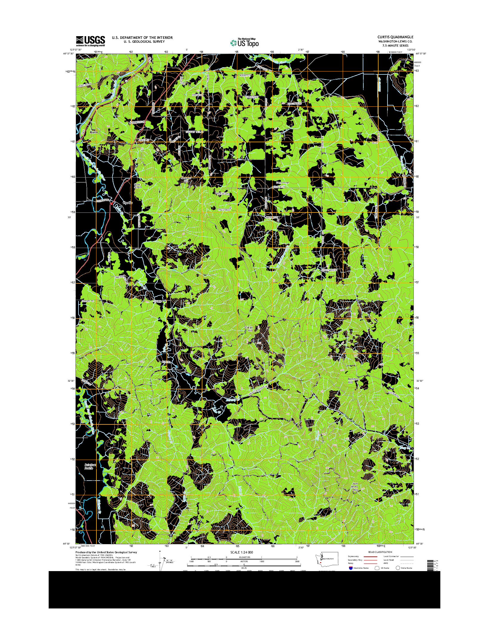 USGS US TOPO 7.5-MINUTE MAP FOR CURTIS, WA 2013