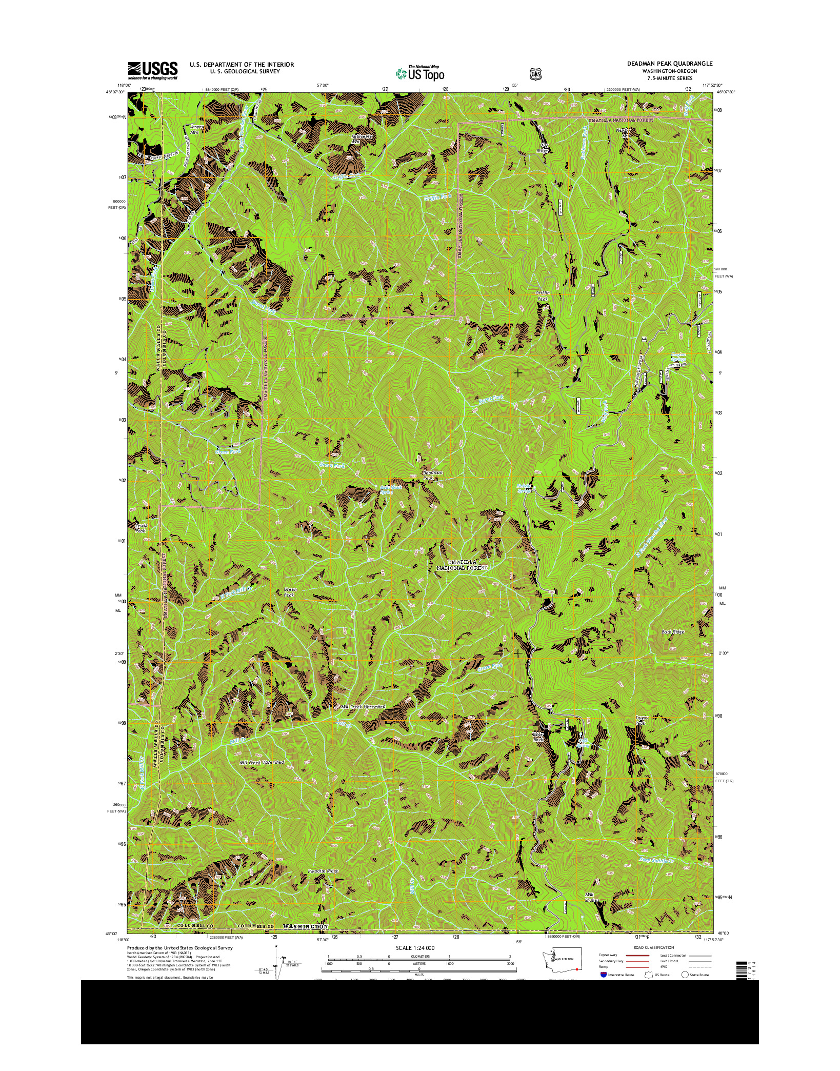 USGS US TOPO 7.5-MINUTE MAP FOR DEADMAN PEAK, WA-OR 2013