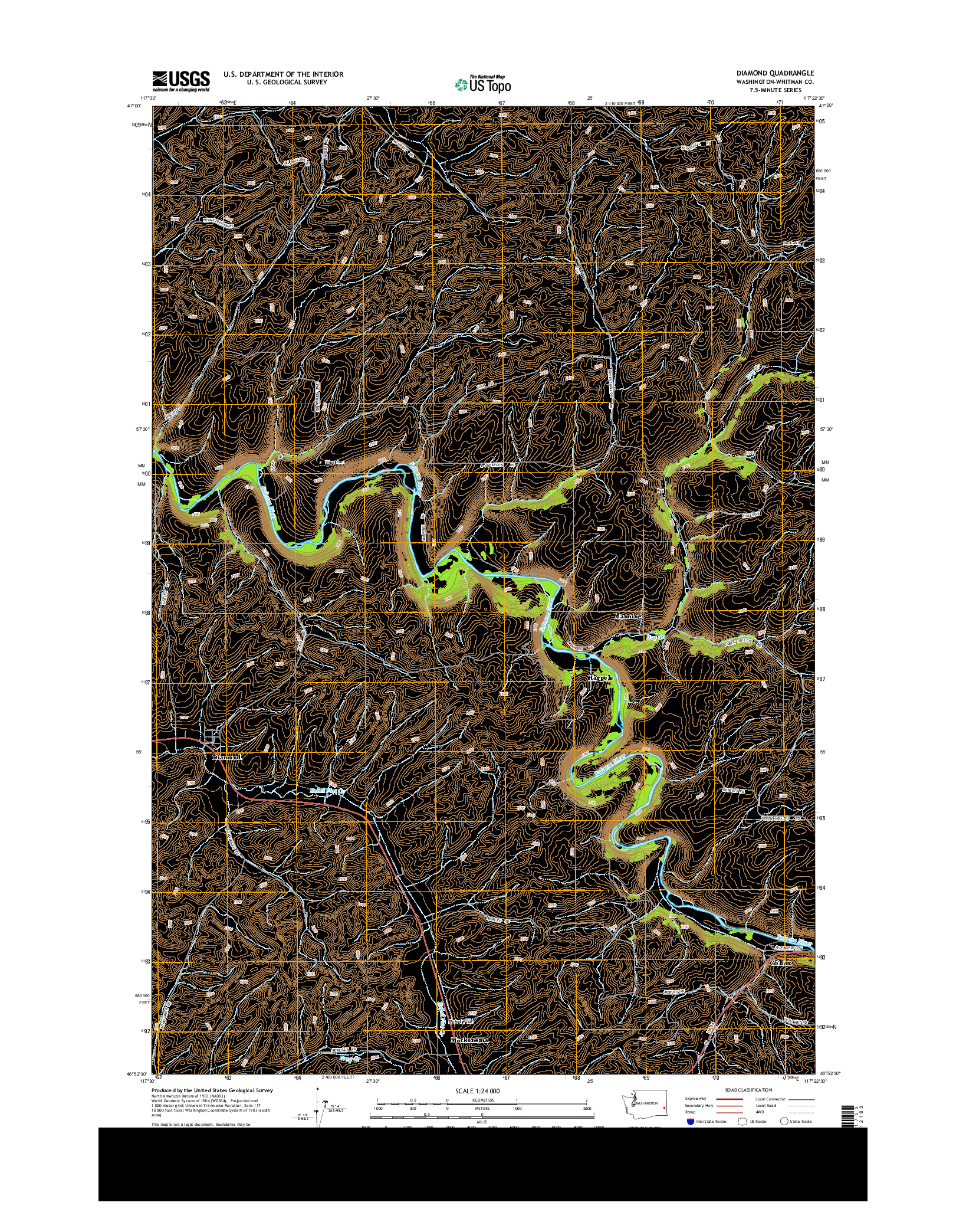 USGS US TOPO 7.5-MINUTE MAP FOR DIAMOND, WA 2013