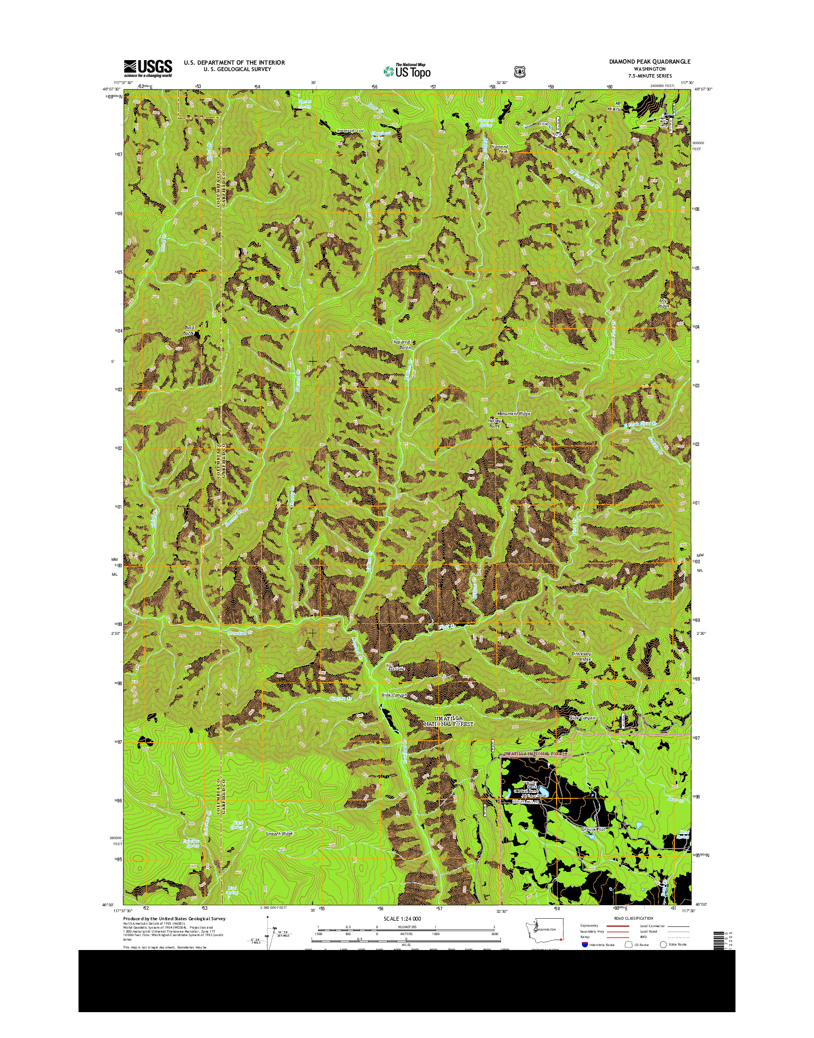 USGS US TOPO 7.5-MINUTE MAP FOR DIAMOND PEAK, WA 2013