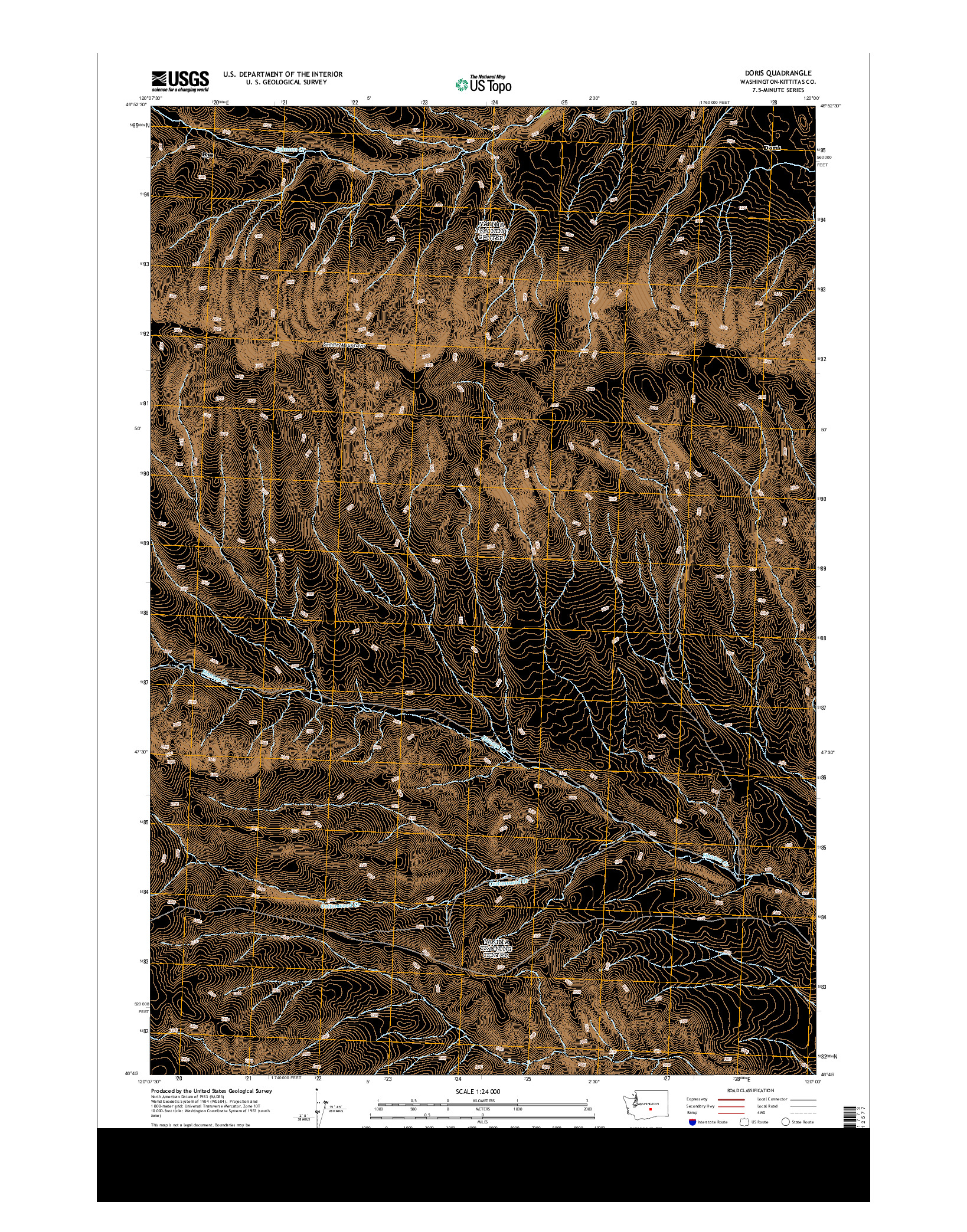 USGS US TOPO 7.5-MINUTE MAP FOR DORIS, WA 2013