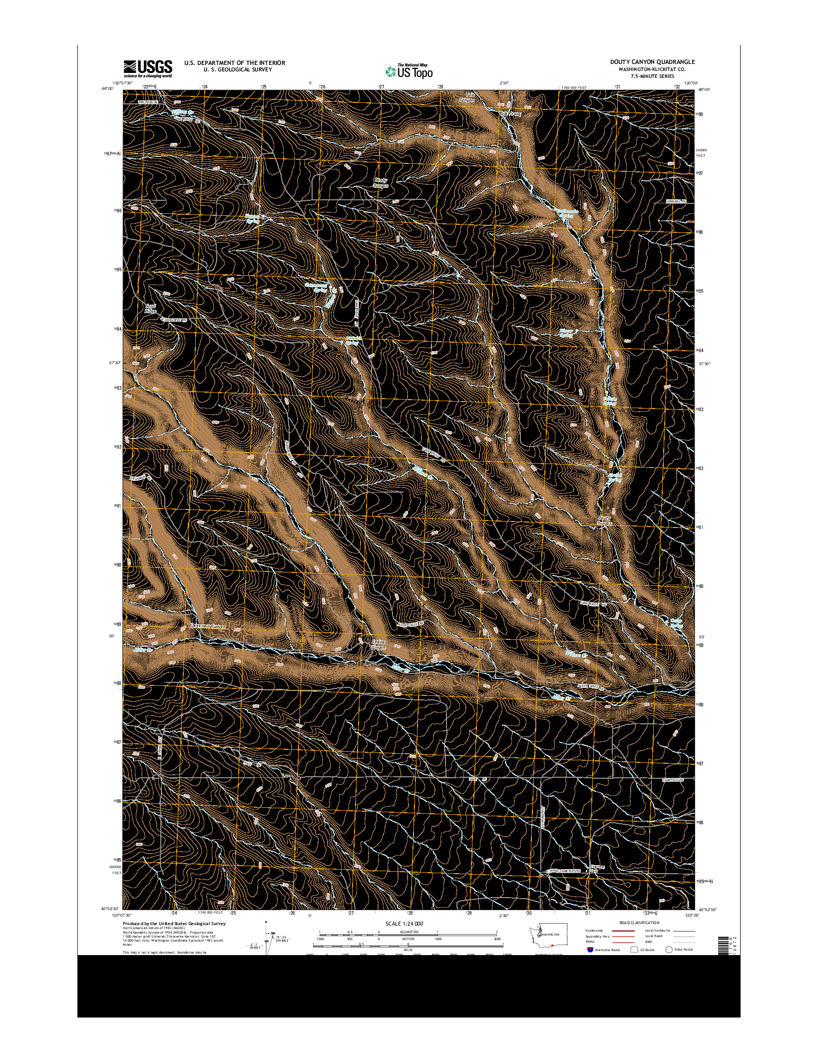 USGS US TOPO 7.5-MINUTE MAP FOR DOUTY CANYON, WA 2013