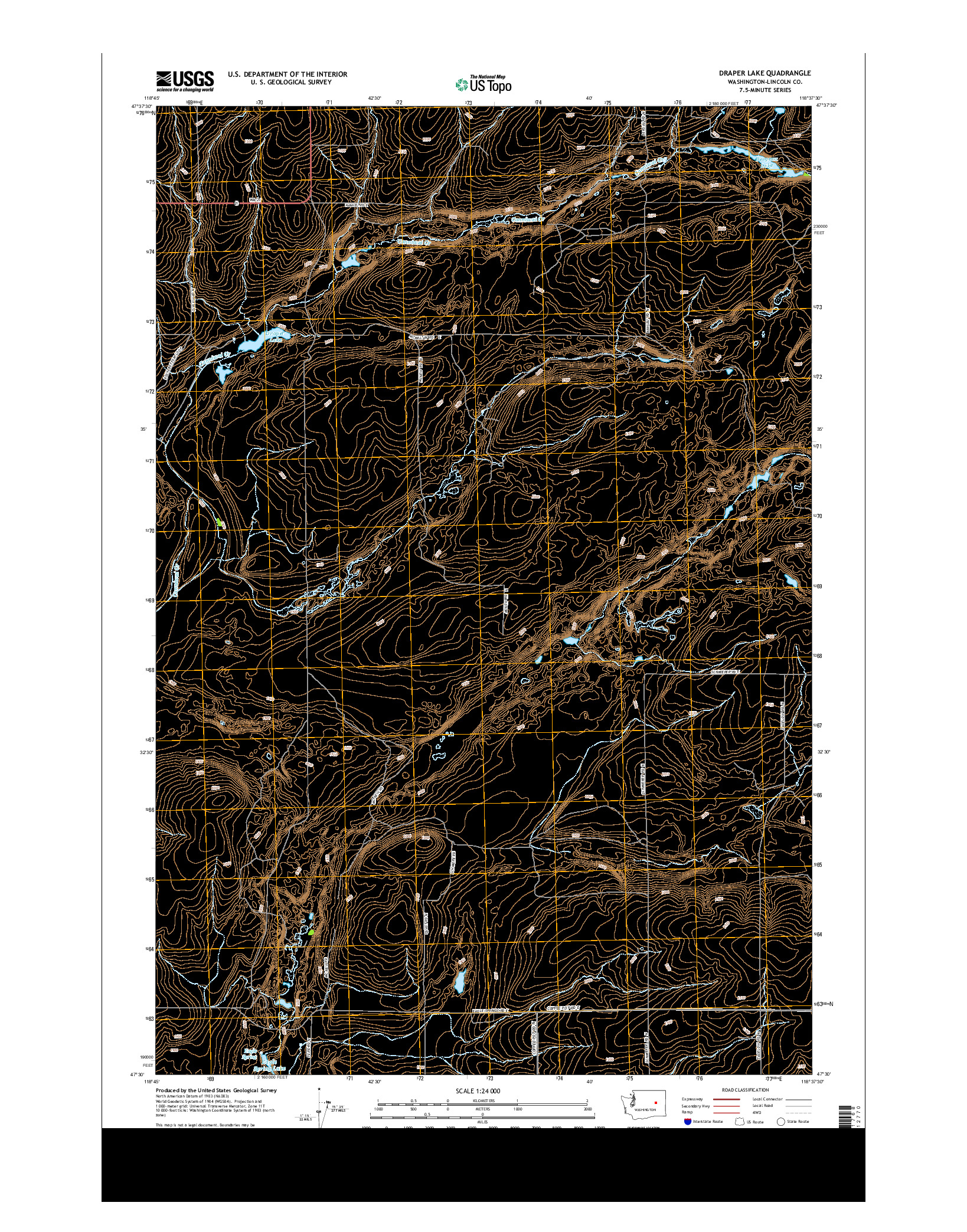 USGS US TOPO 7.5-MINUTE MAP FOR DRAPER LAKE, WA 2013