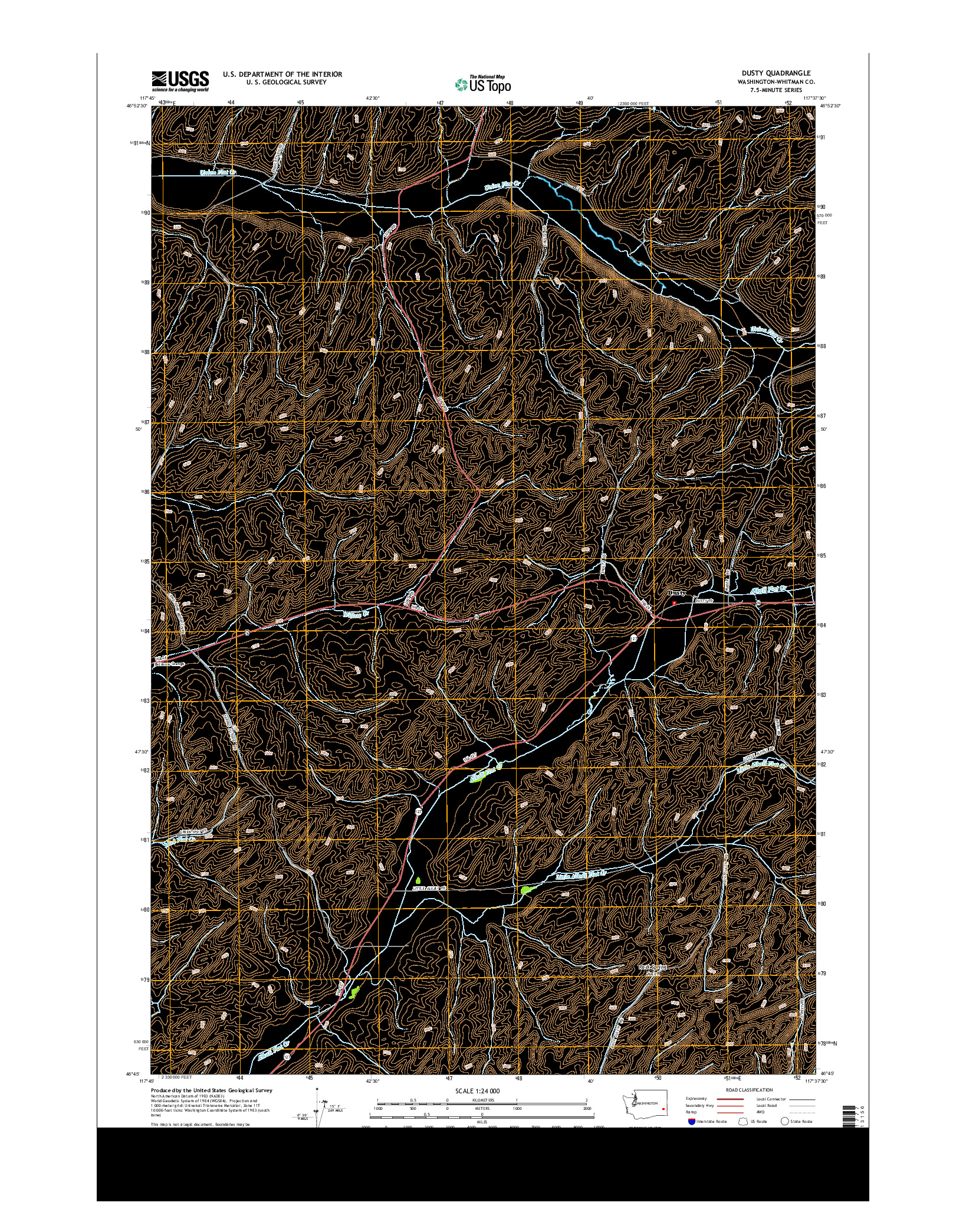 USGS US TOPO 7.5-MINUTE MAP FOR DUSTY, WA 2013