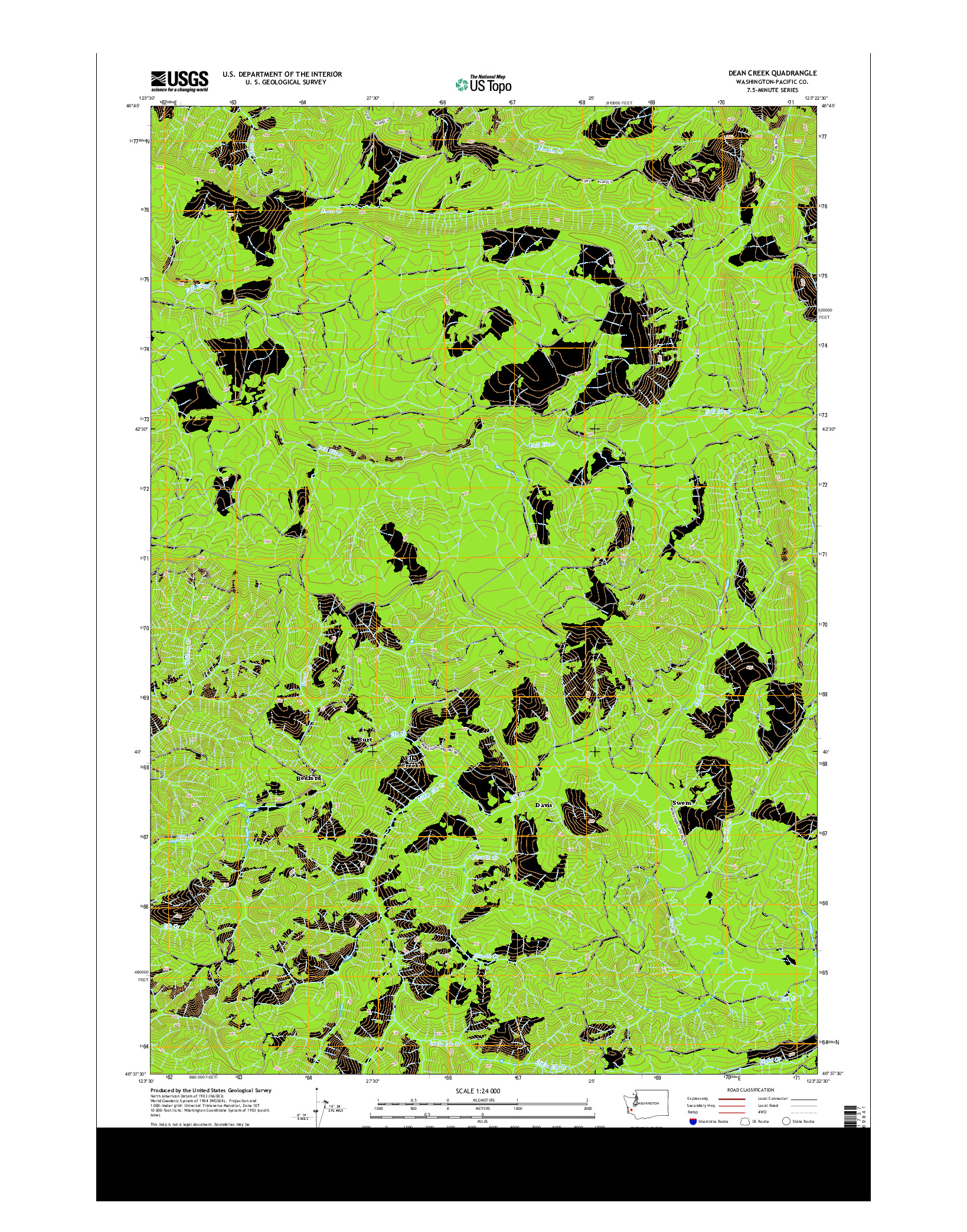 USGS US TOPO 7.5-MINUTE MAP FOR DEAN CREEK, WA 2013