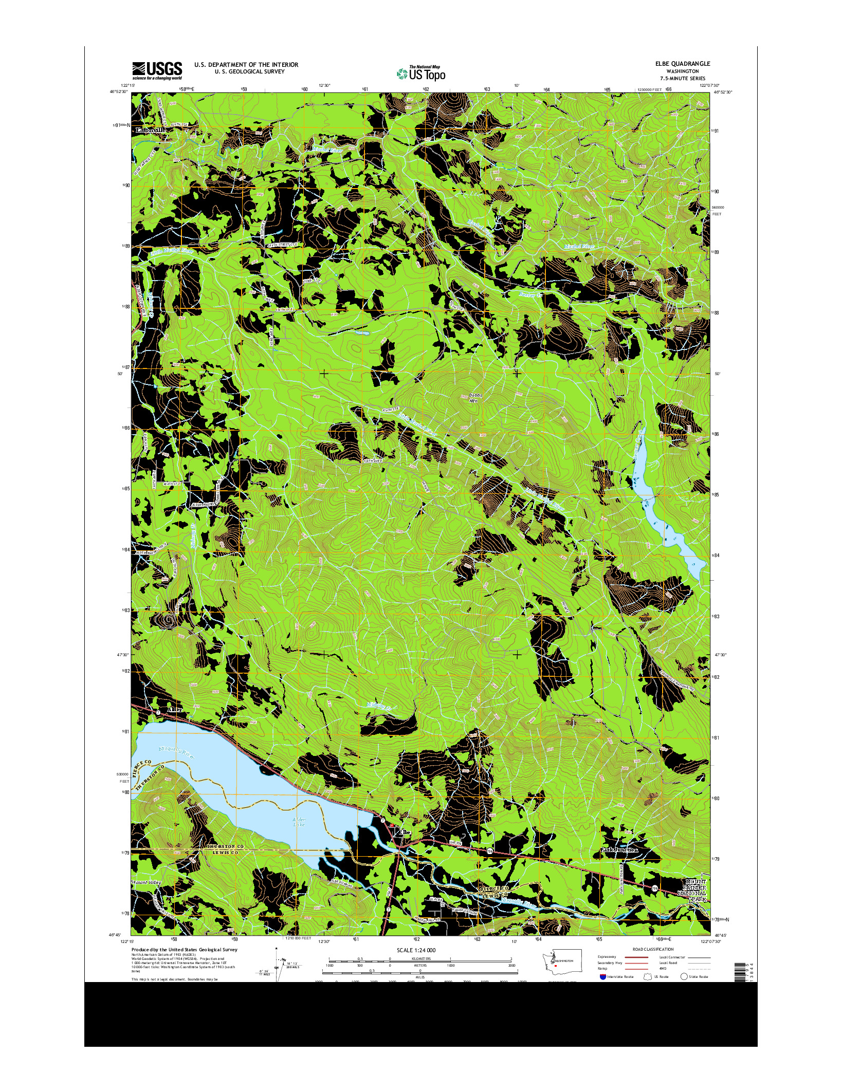 USGS US TOPO 7.5-MINUTE MAP FOR ELBE, WA 2013