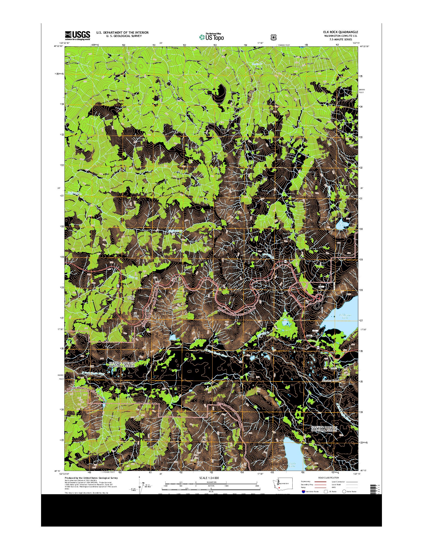 USGS US TOPO 7.5-MINUTE MAP FOR ELK ROCK, WA 2013