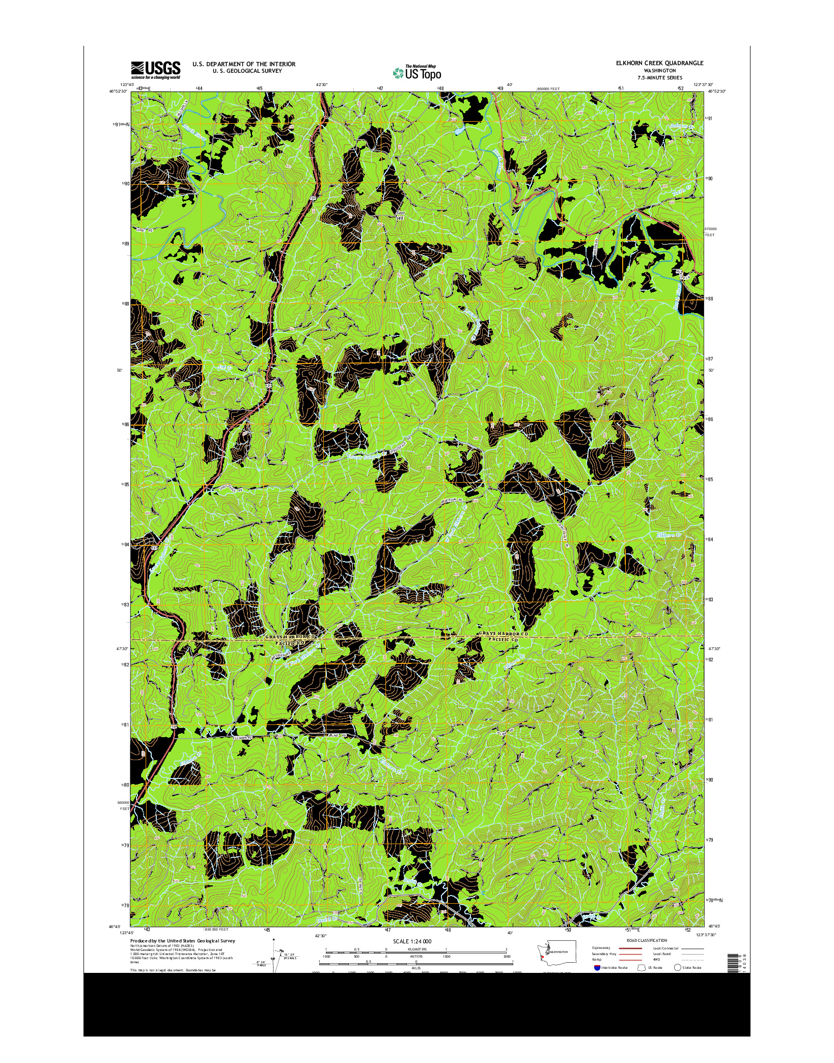 USGS US TOPO 7.5-MINUTE MAP FOR ELKHORN CREEK, WA 2013