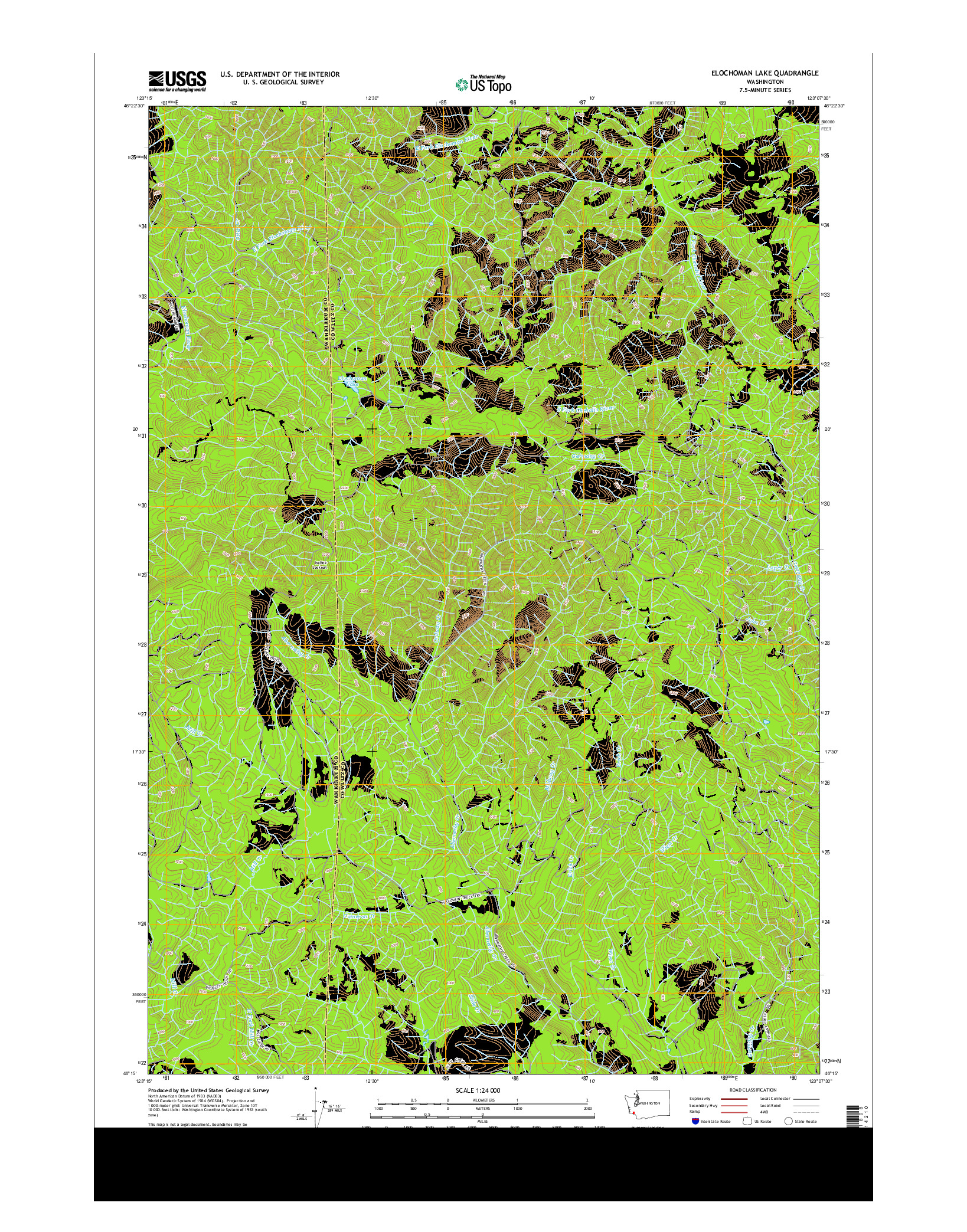 USGS US TOPO 7.5-MINUTE MAP FOR ELOCHOMAN LAKE, WA 2013