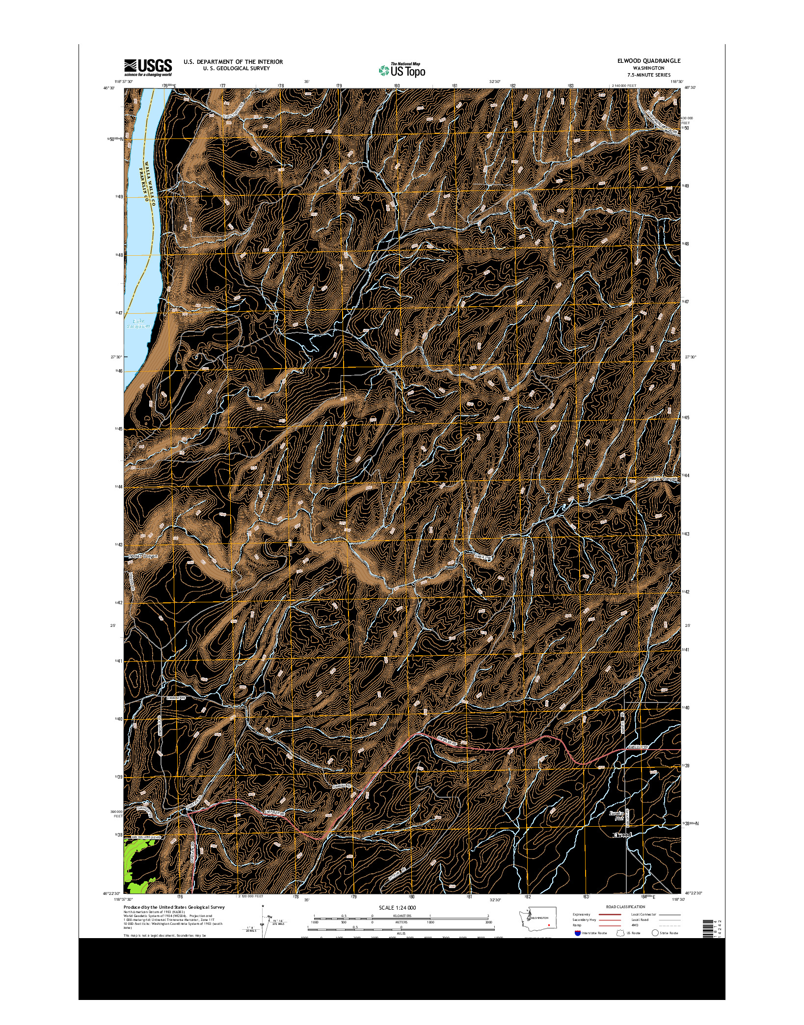 USGS US TOPO 7.5-MINUTE MAP FOR ELWOOD, WA 2013
