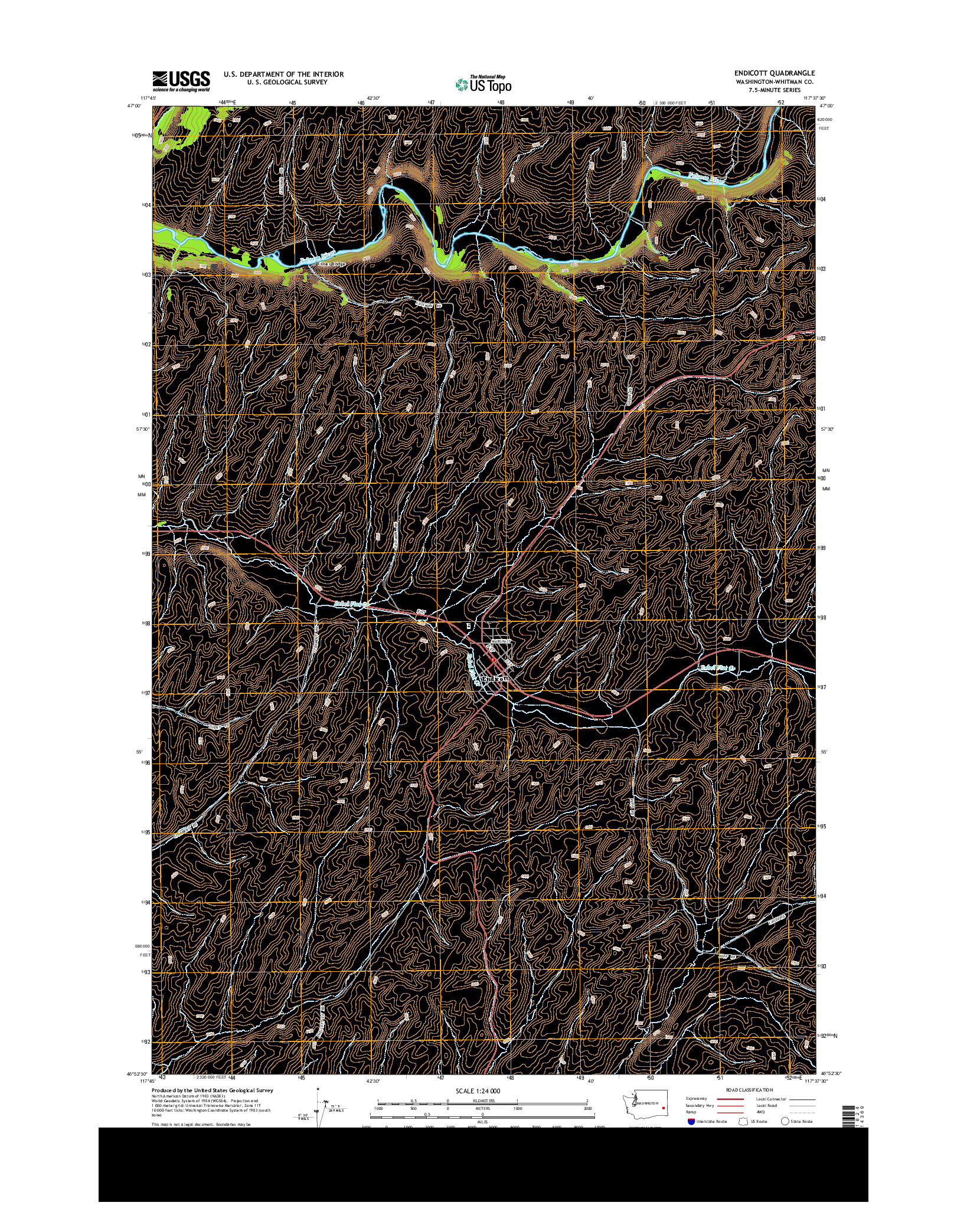 USGS US TOPO 7.5-MINUTE MAP FOR ENDICOTT, WA 2013