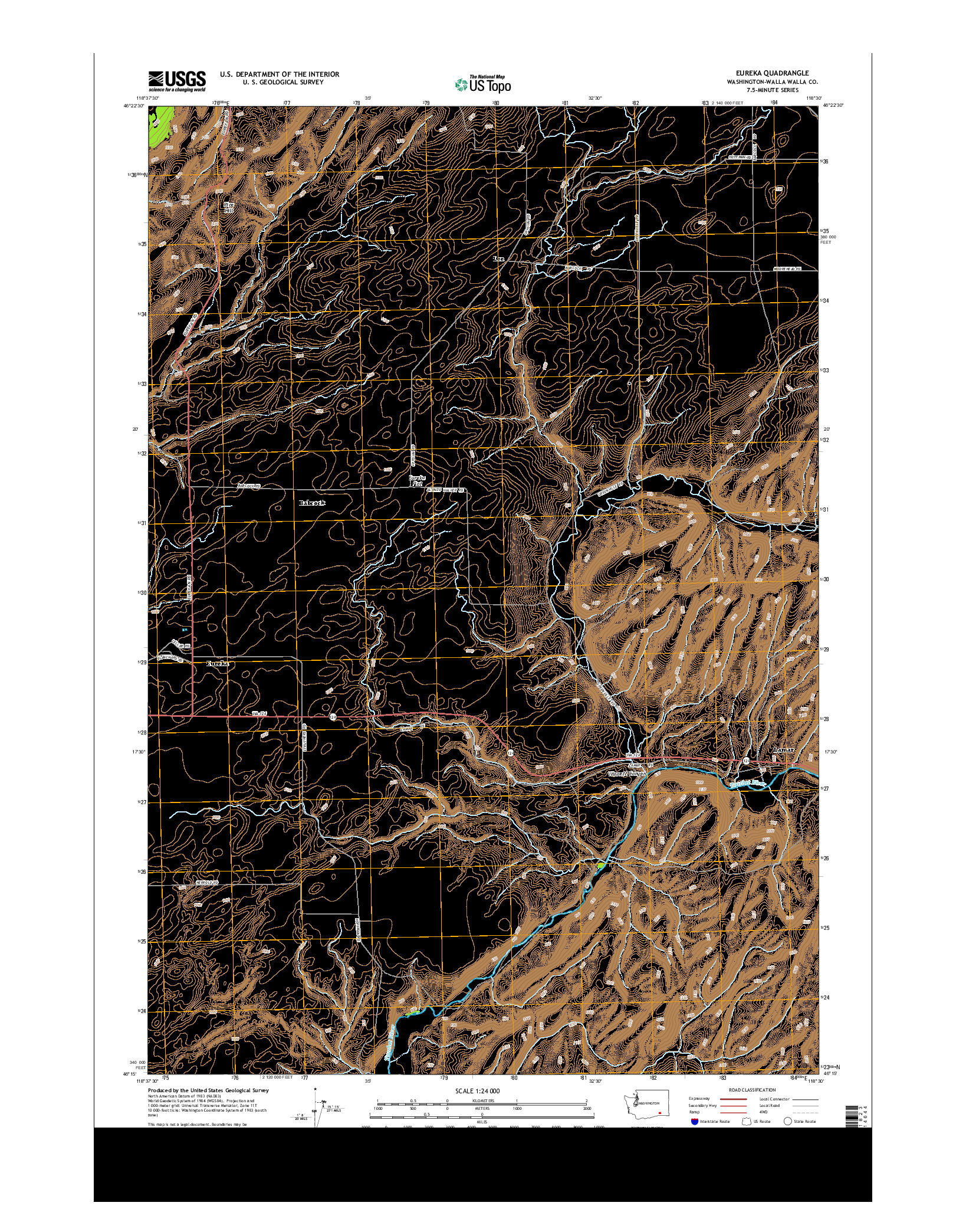 USGS US TOPO 7.5-MINUTE MAP FOR EUREKA, WA 2013