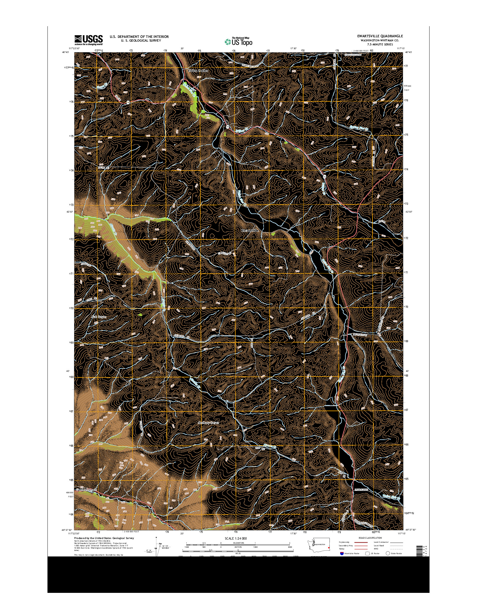 USGS US TOPO 7.5-MINUTE MAP FOR EWARTSVILLE, WA 2013