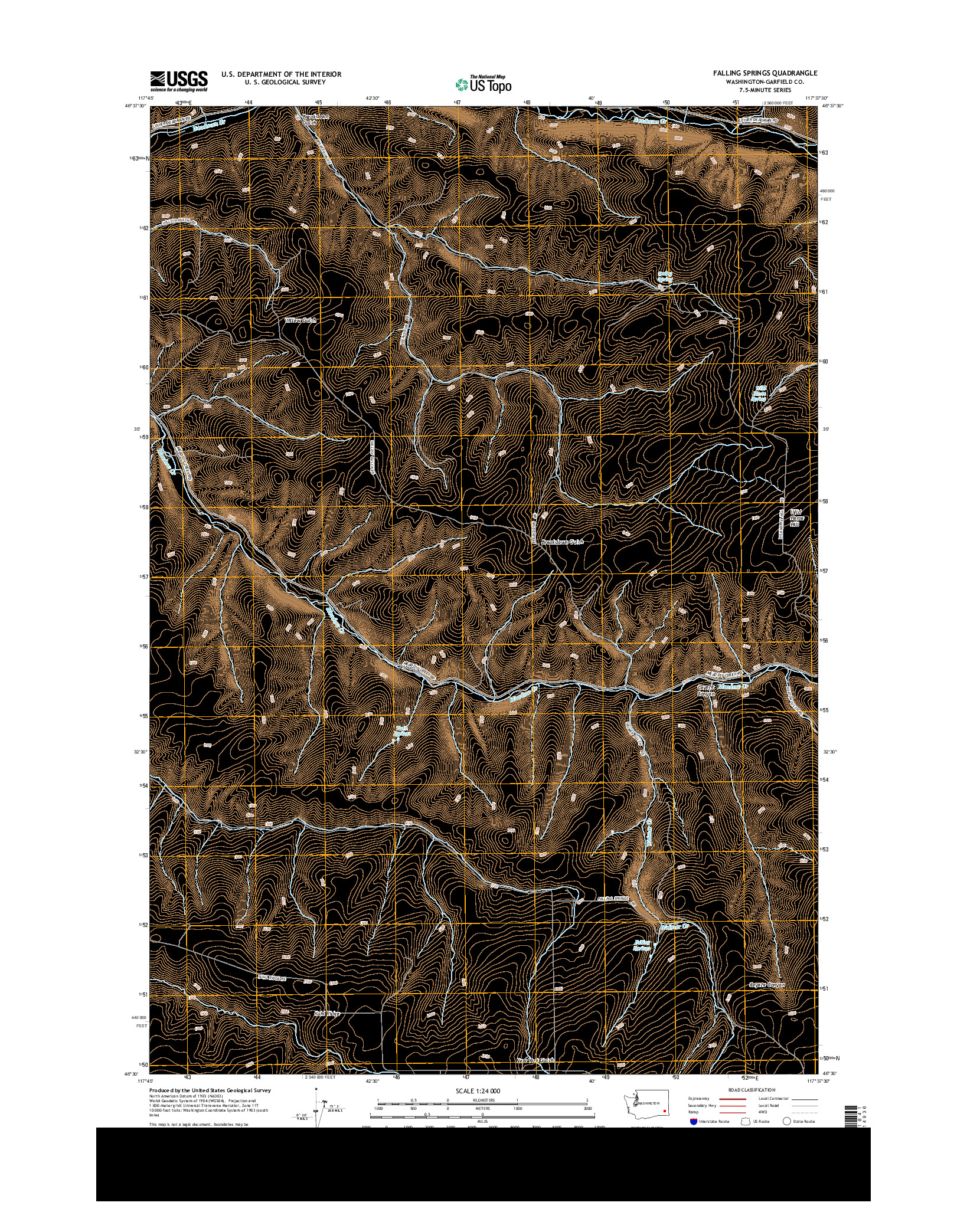 USGS US TOPO 7.5-MINUTE MAP FOR FALLING SPRINGS, WA 2013