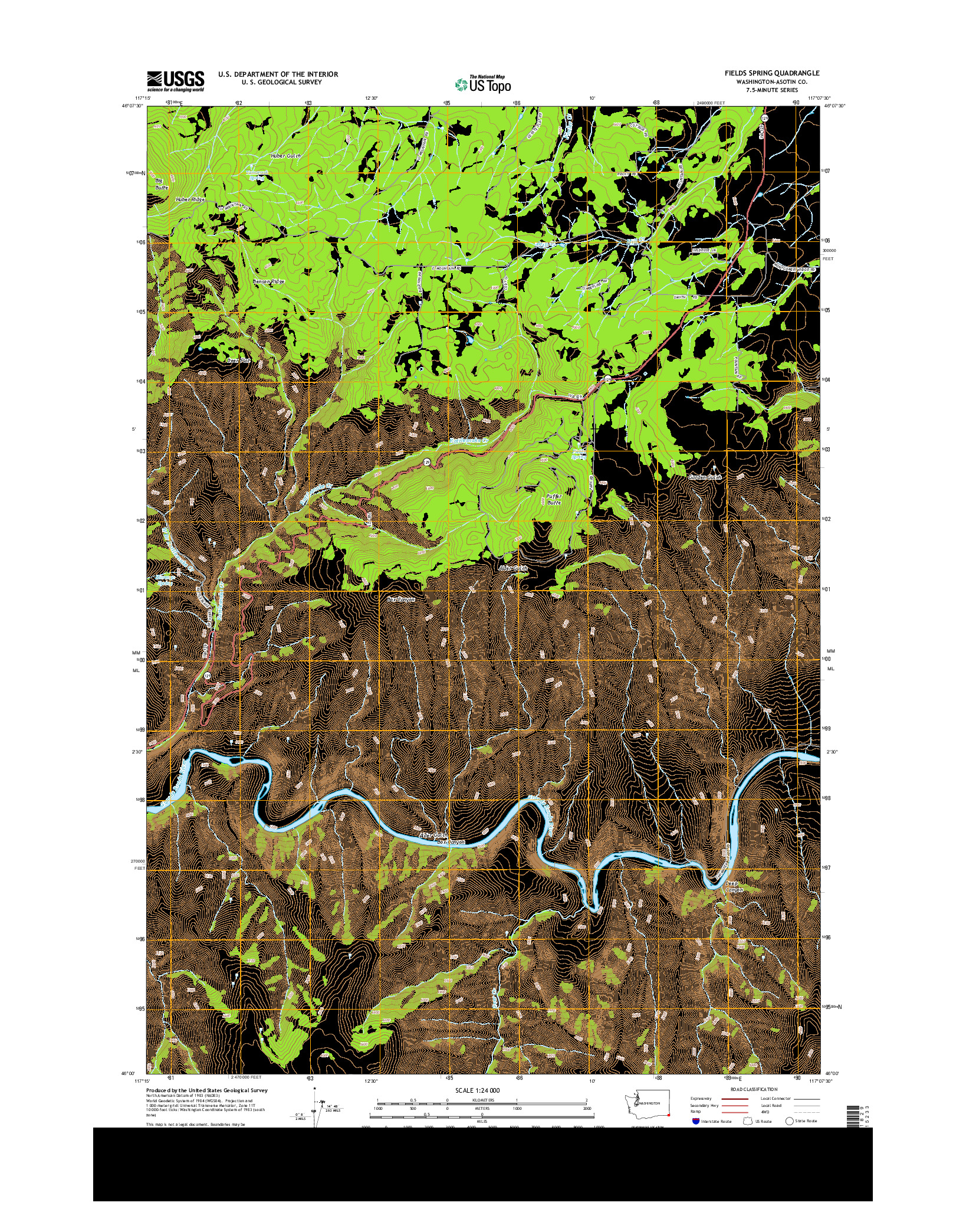 USGS US TOPO 7.5-MINUTE MAP FOR FIELDS SPRING, WA 2013