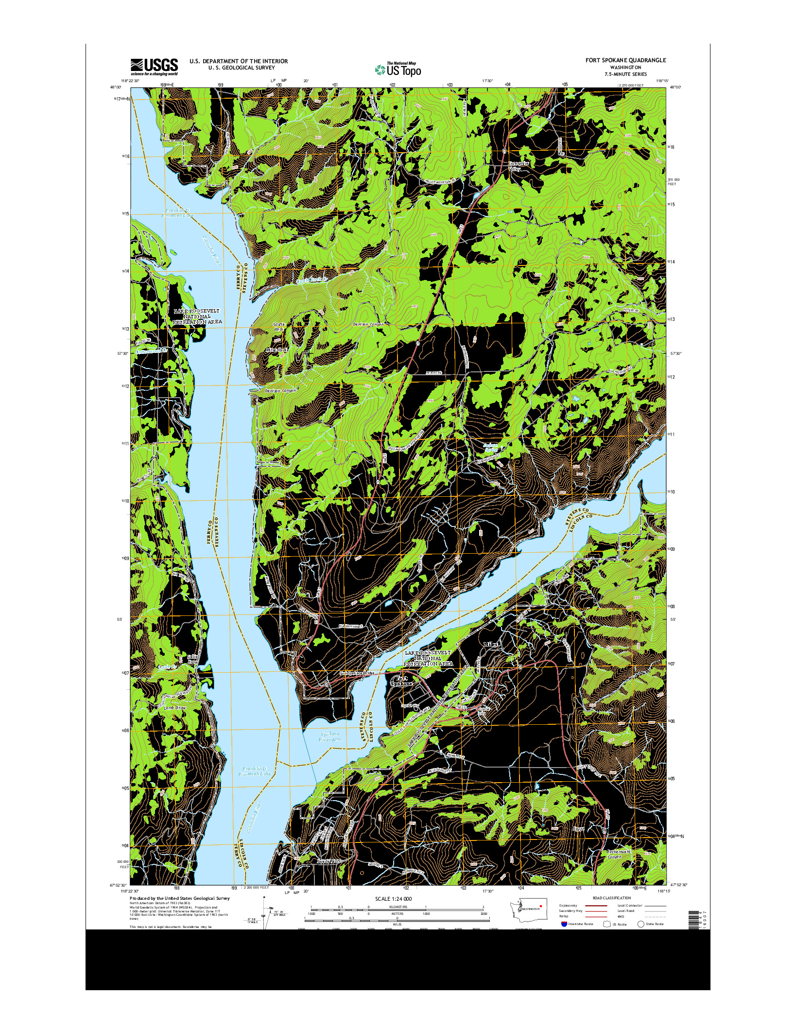 USGS US TOPO 7.5-MINUTE MAP FOR FORT SPOKANE, WA 2013