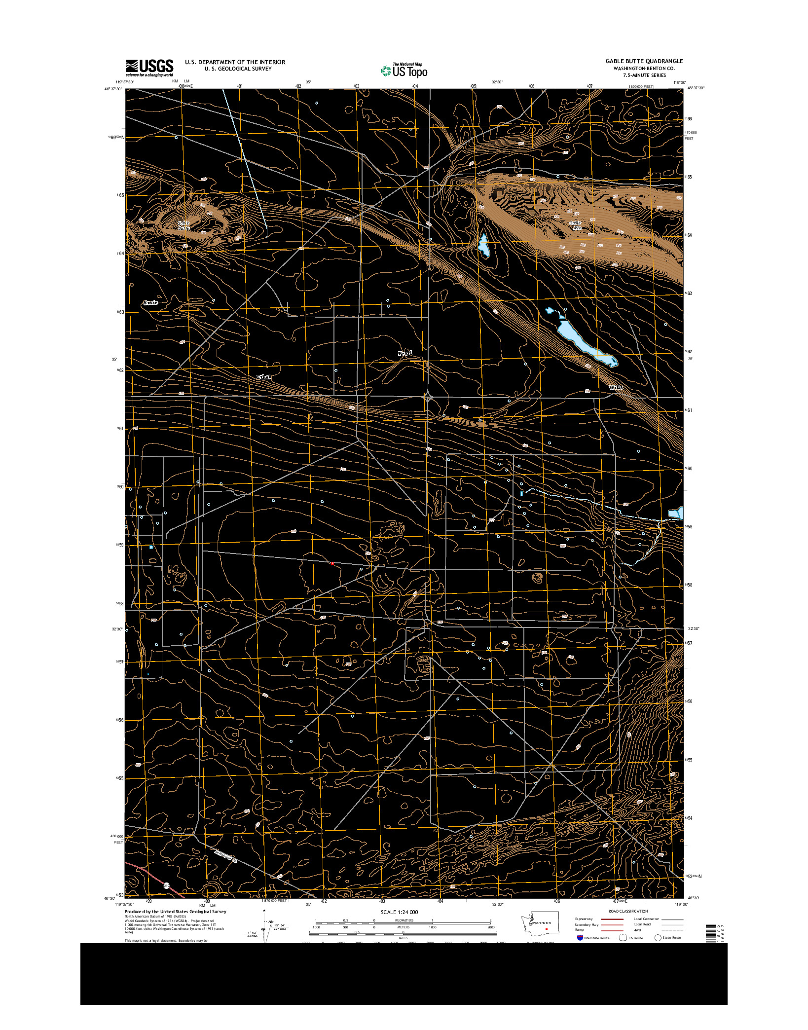 USGS US TOPO 7.5-MINUTE MAP FOR GABLE BUTTE, WA 2013