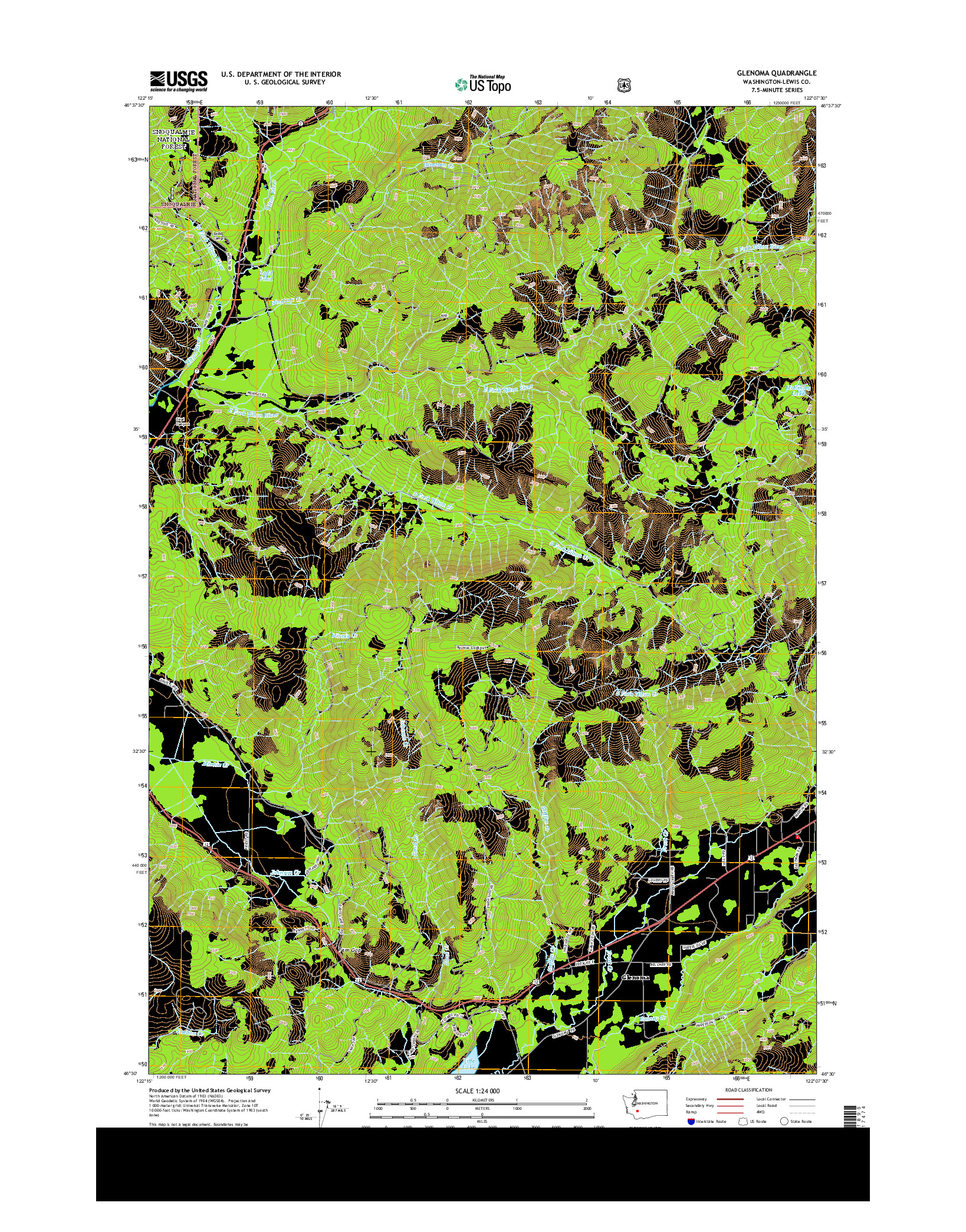 USGS US TOPO 7.5-MINUTE MAP FOR GLENOMA, WA 2013