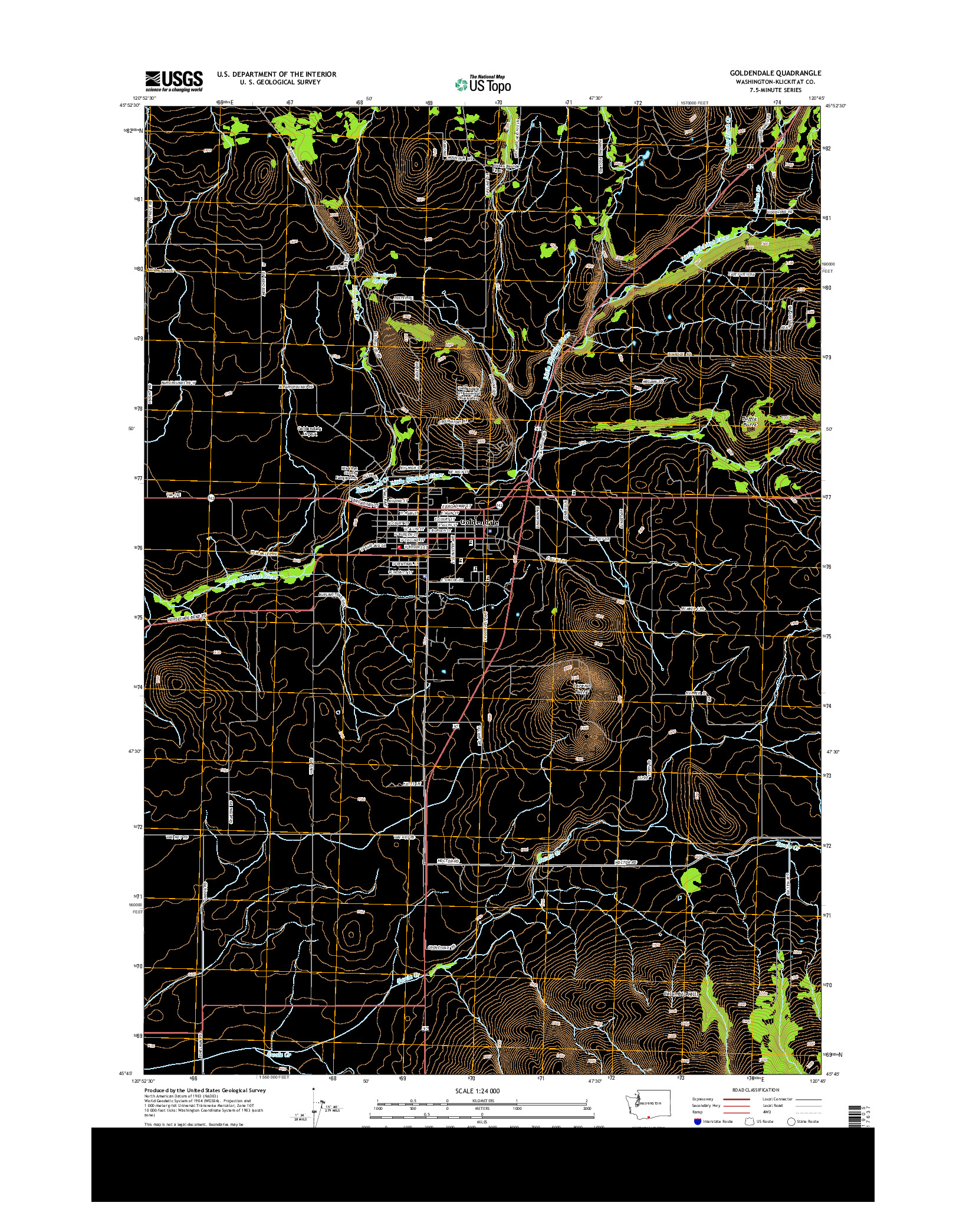 USGS US TOPO 7.5-MINUTE MAP FOR GOLDENDALE, WA 2013