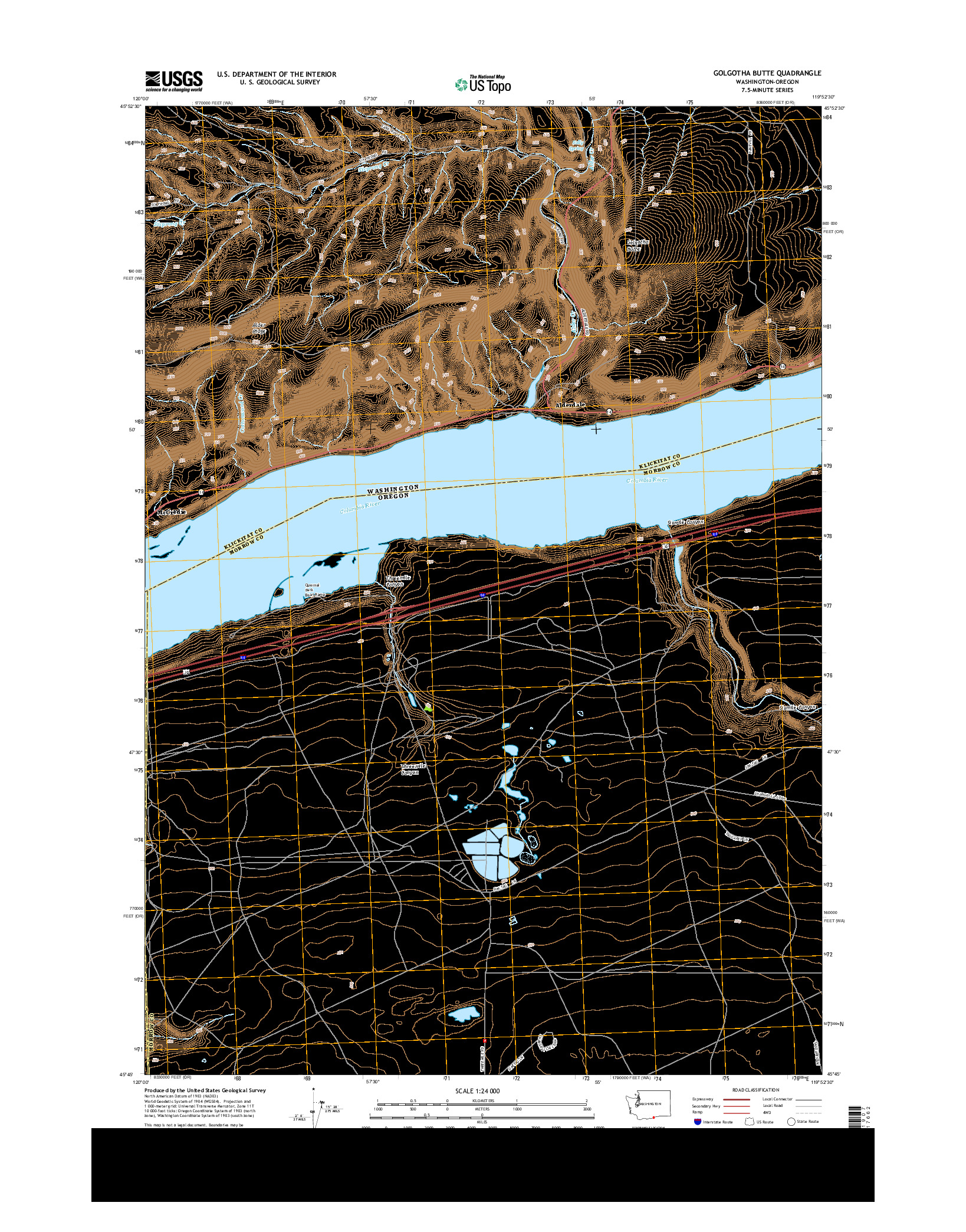 USGS US TOPO 7.5-MINUTE MAP FOR GOLGOTHA BUTTE, WA-OR 2013