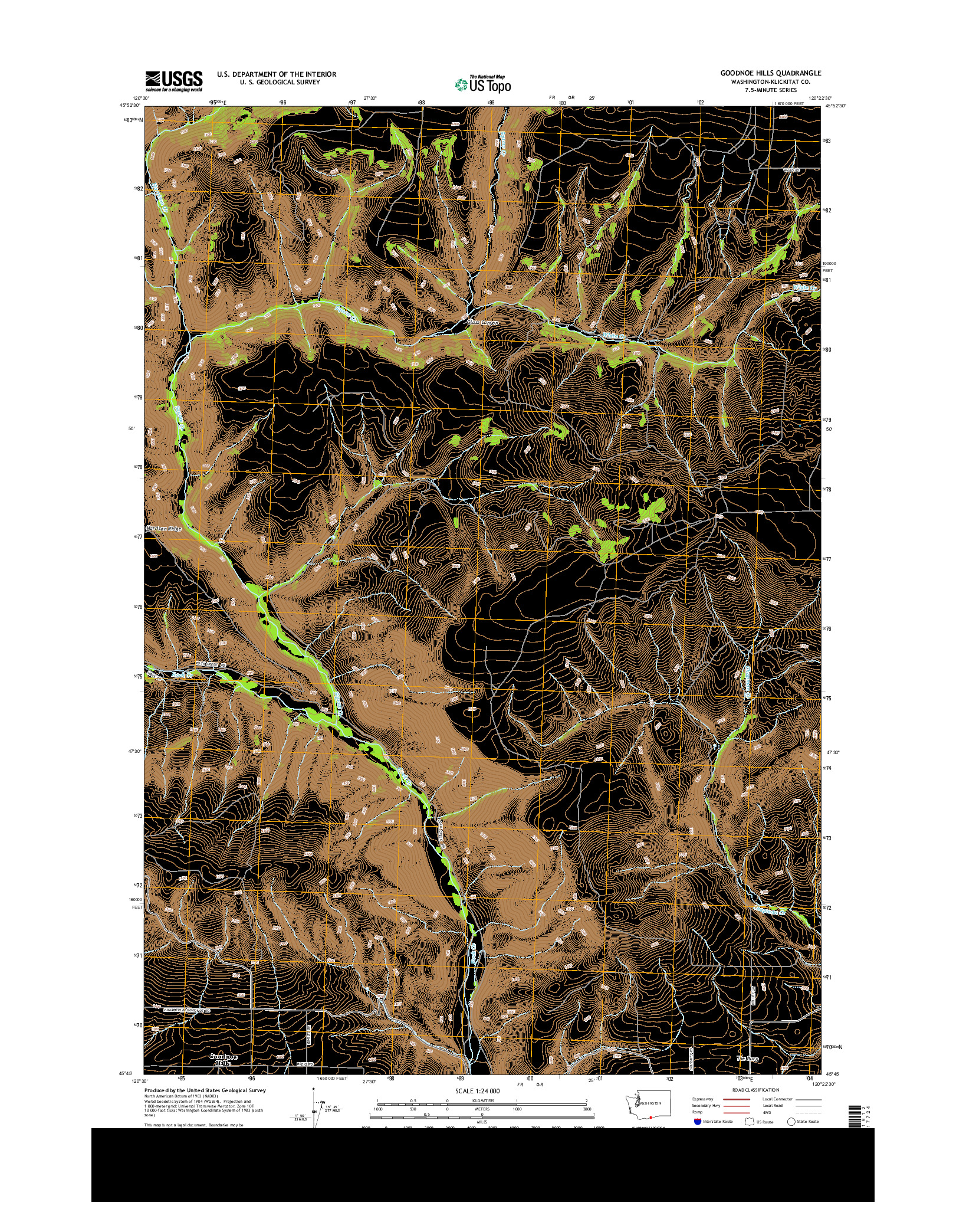USGS US TOPO 7.5-MINUTE MAP FOR GOODNOE HILLS, WA 2013