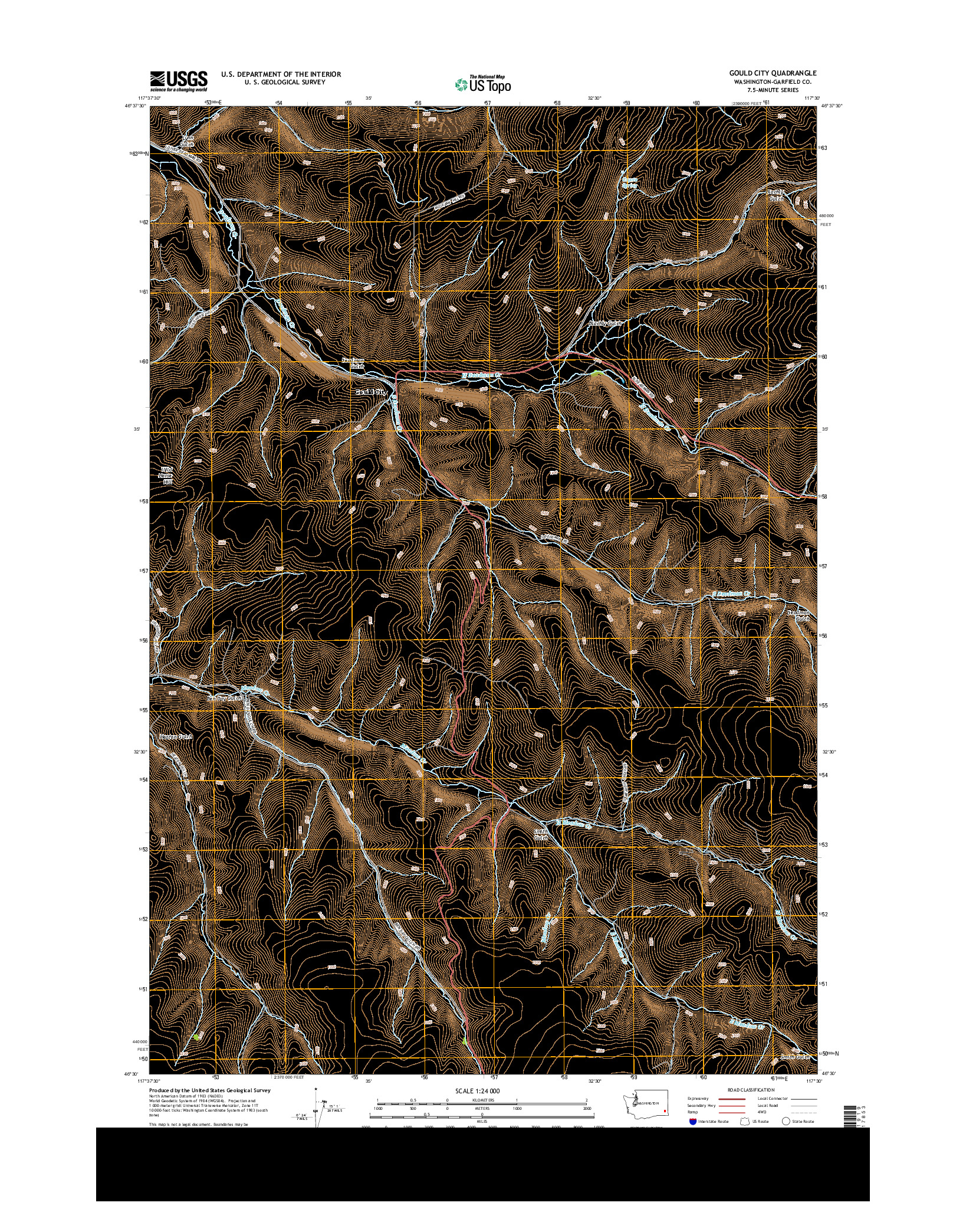USGS US TOPO 7.5-MINUTE MAP FOR GOULD CITY, WA 2013