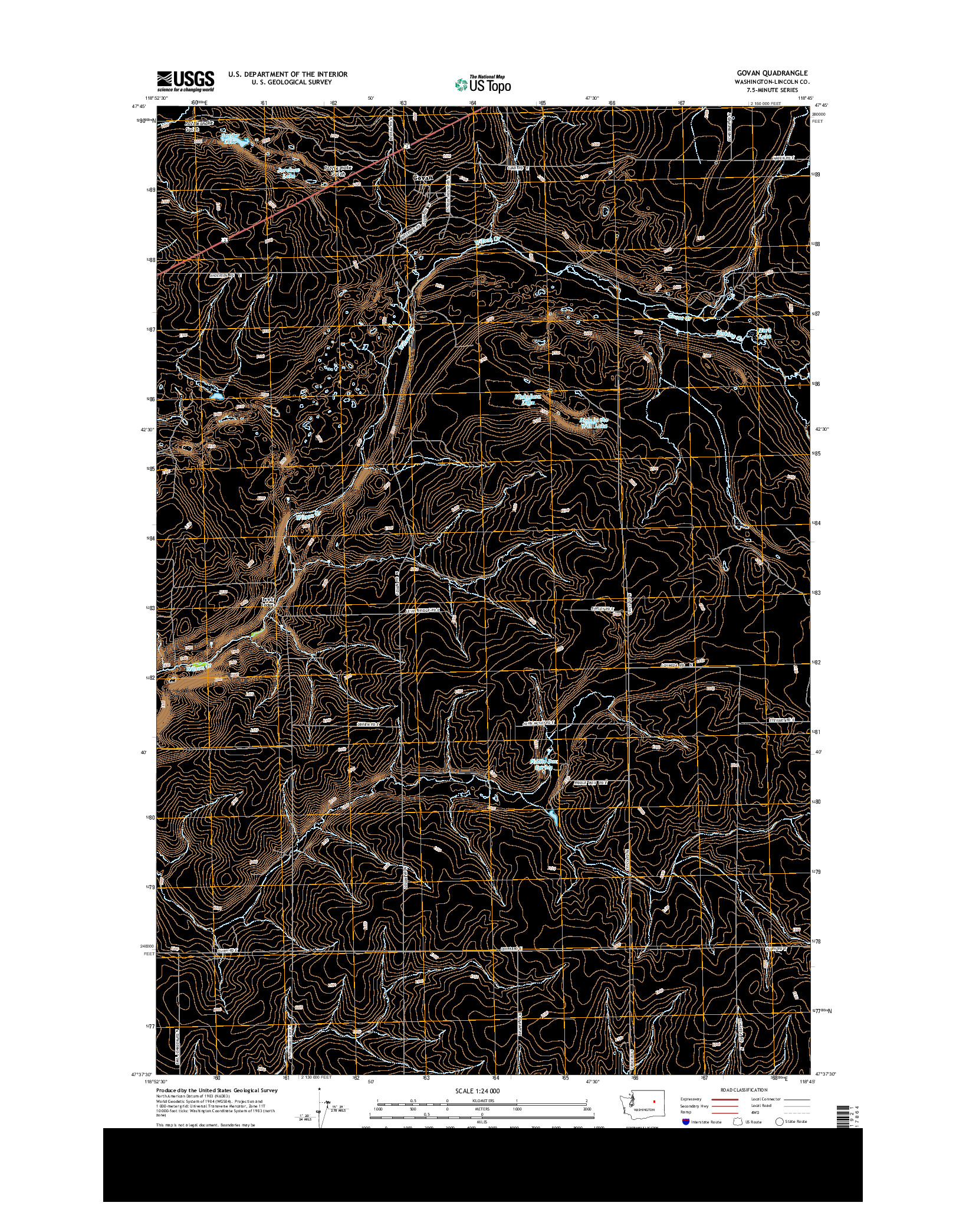 USGS US TOPO 7.5-MINUTE MAP FOR GOVAN, WA 2013