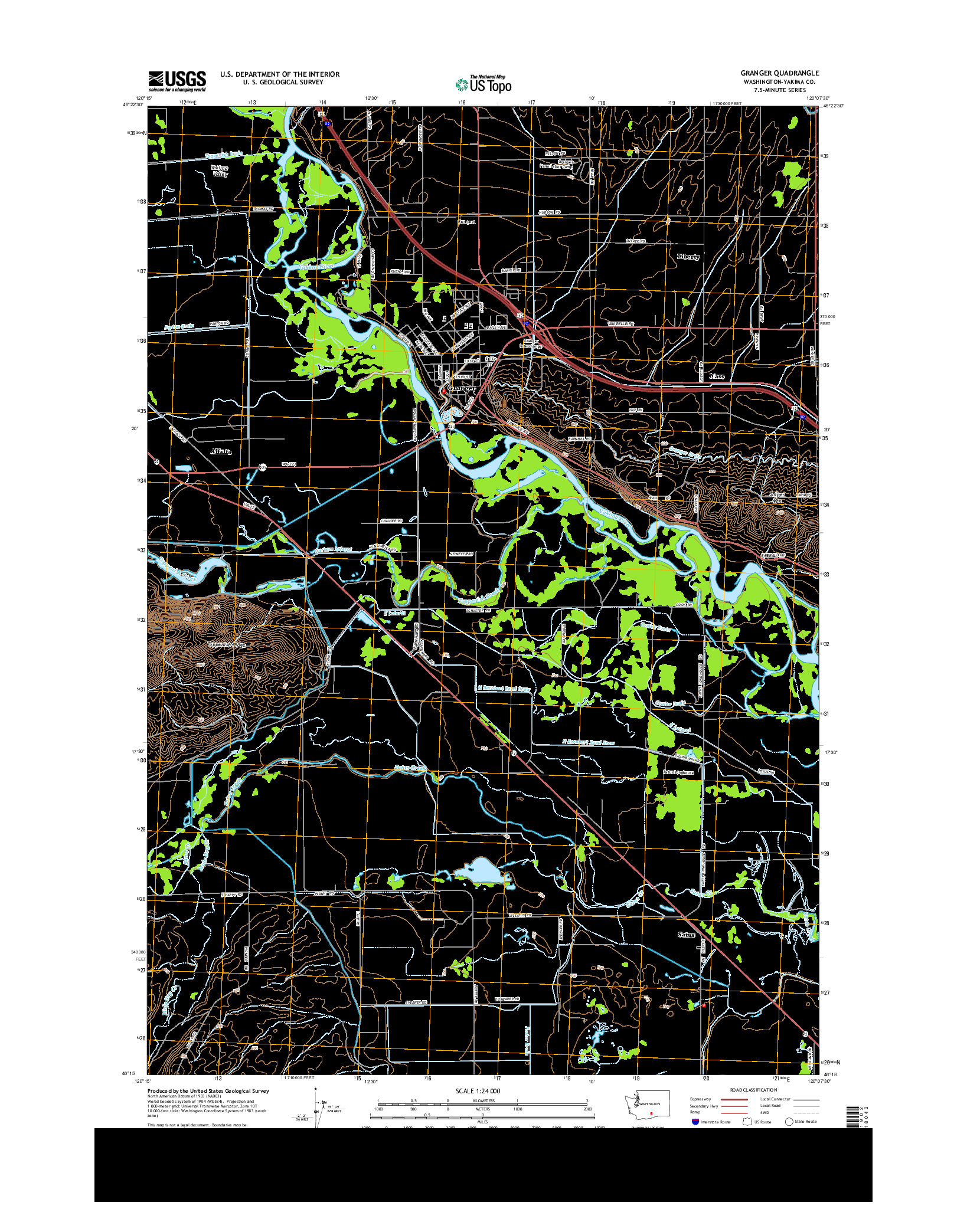 USGS US TOPO 7.5-MINUTE MAP FOR GRANGER, WA 2013