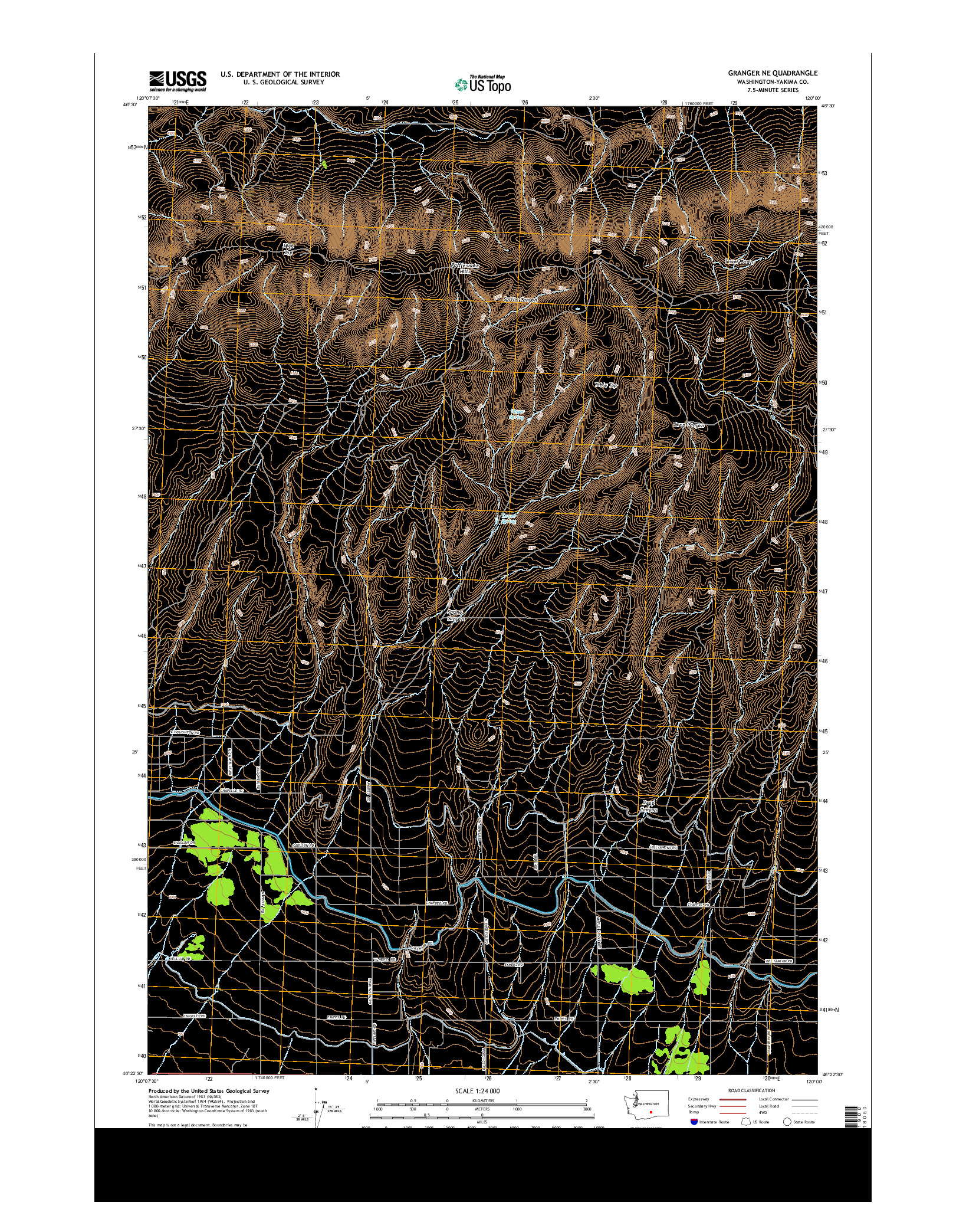 USGS US TOPO 7.5-MINUTE MAP FOR GRANGER NE, WA 2013