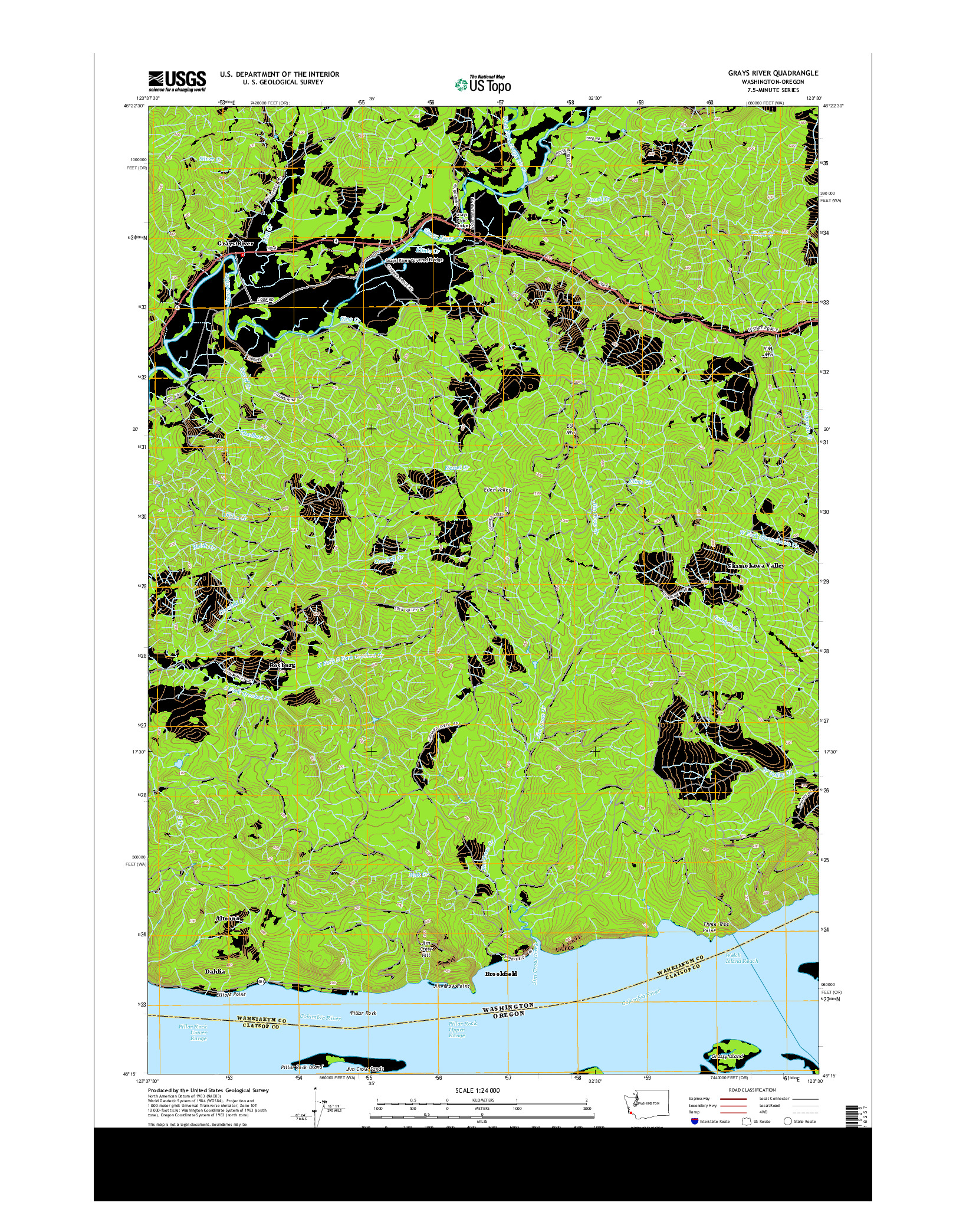 USGS US TOPO 7.5-MINUTE MAP FOR GRAYS RIVER, WA-OR 2013