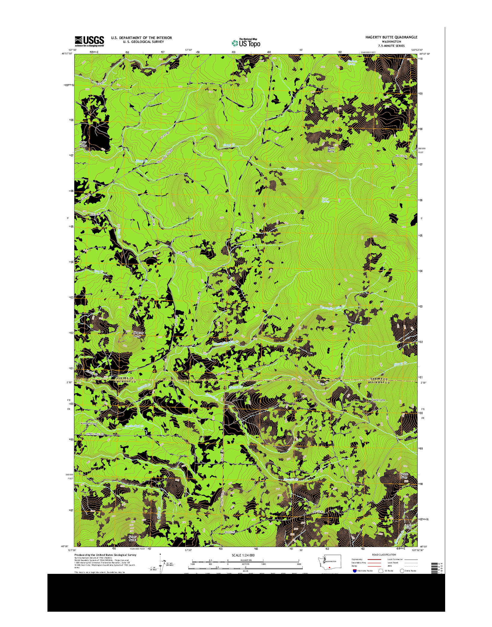 USGS US TOPO 7.5-MINUTE MAP FOR HAGERTY BUTTE, WA 2013