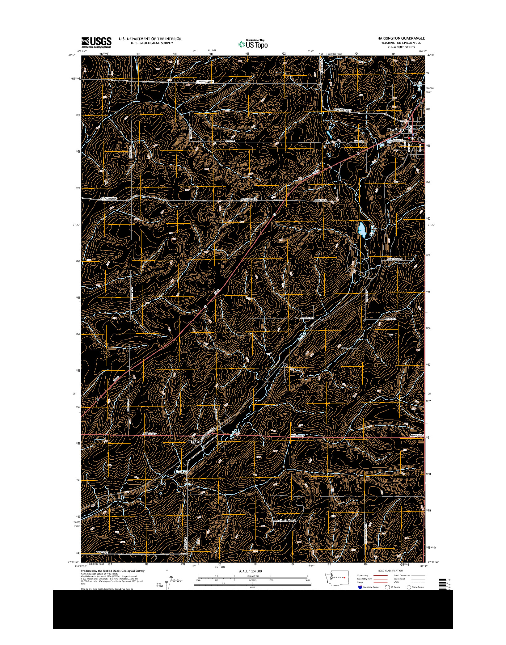 USGS US TOPO 7.5-MINUTE MAP FOR HARRINGTON, WA 2013