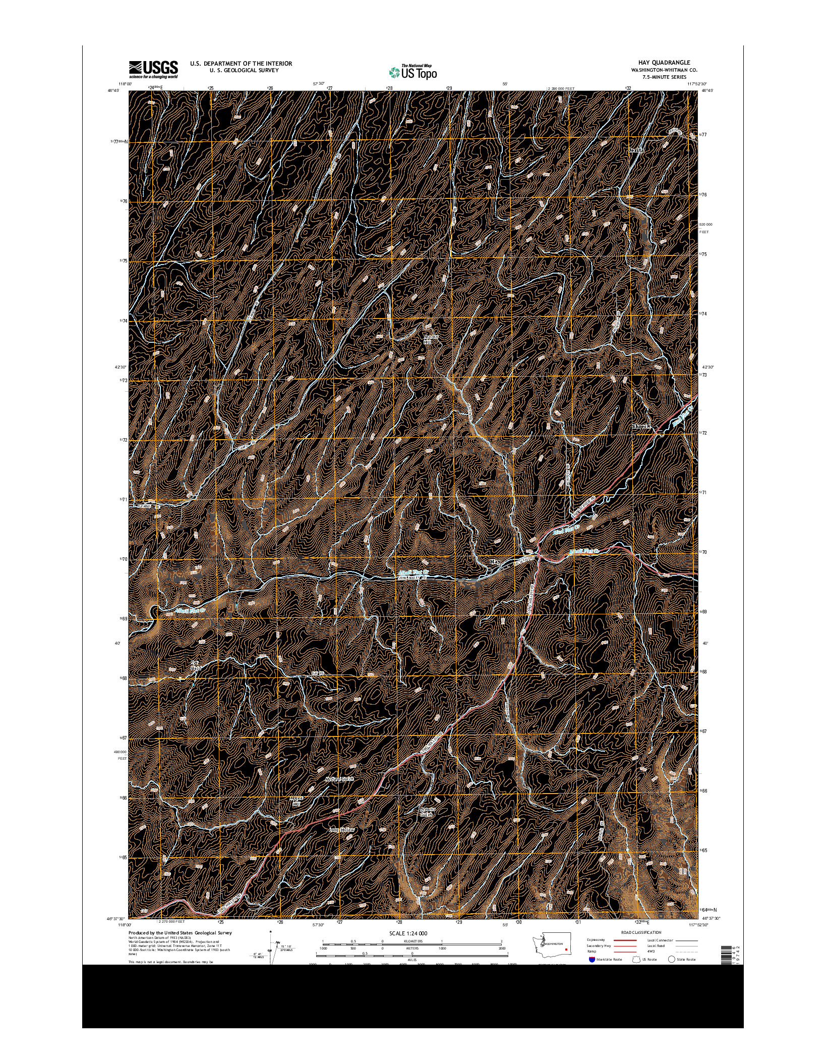 USGS US TOPO 7.5-MINUTE MAP FOR HAY, WA 2013