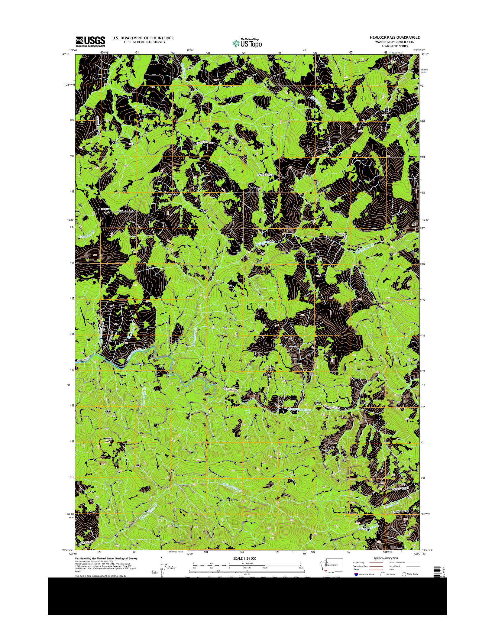 USGS US TOPO 7.5-MINUTE MAP FOR HEMLOCK PASS, WA 2013