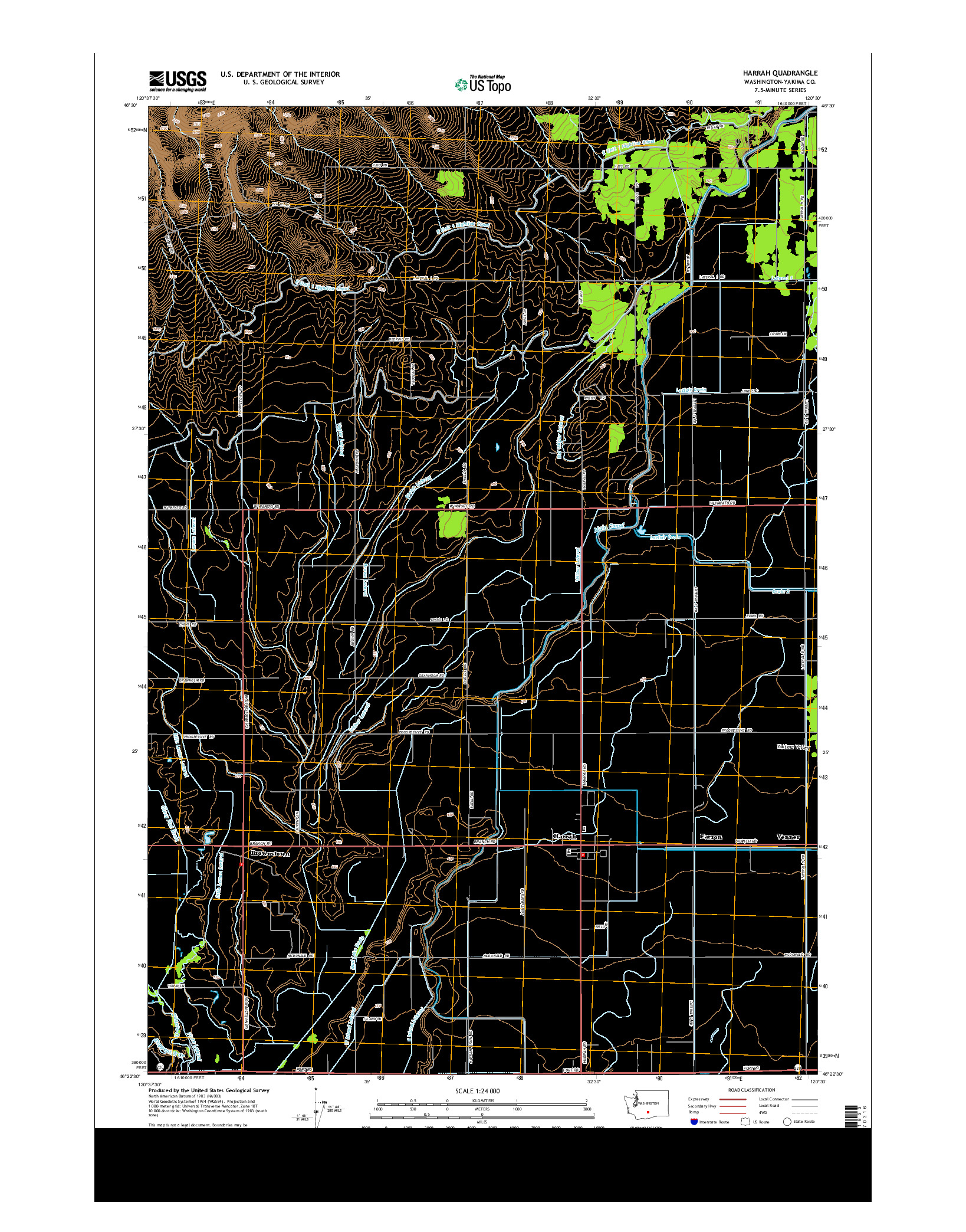 USGS US TOPO 7.5-MINUTE MAP FOR HARRAH, WA 2013