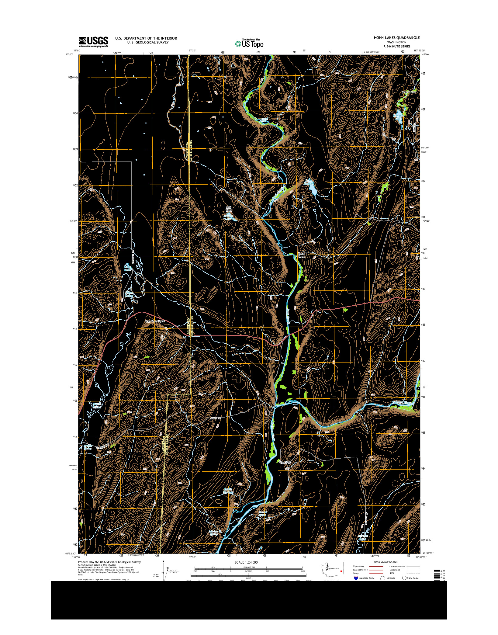 USGS US TOPO 7.5-MINUTE MAP FOR HONN LAKES, WA 2013
