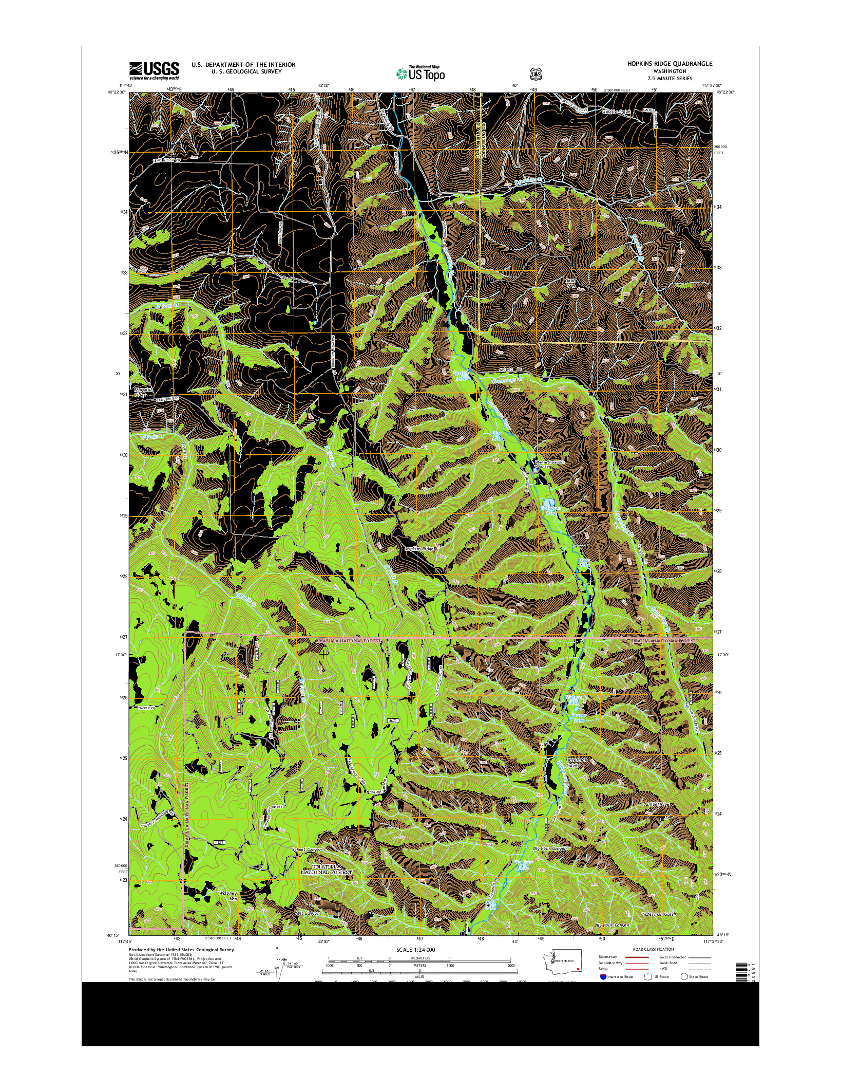USGS US TOPO 7.5-MINUTE MAP FOR HOPKINS RIDGE, WA 2013