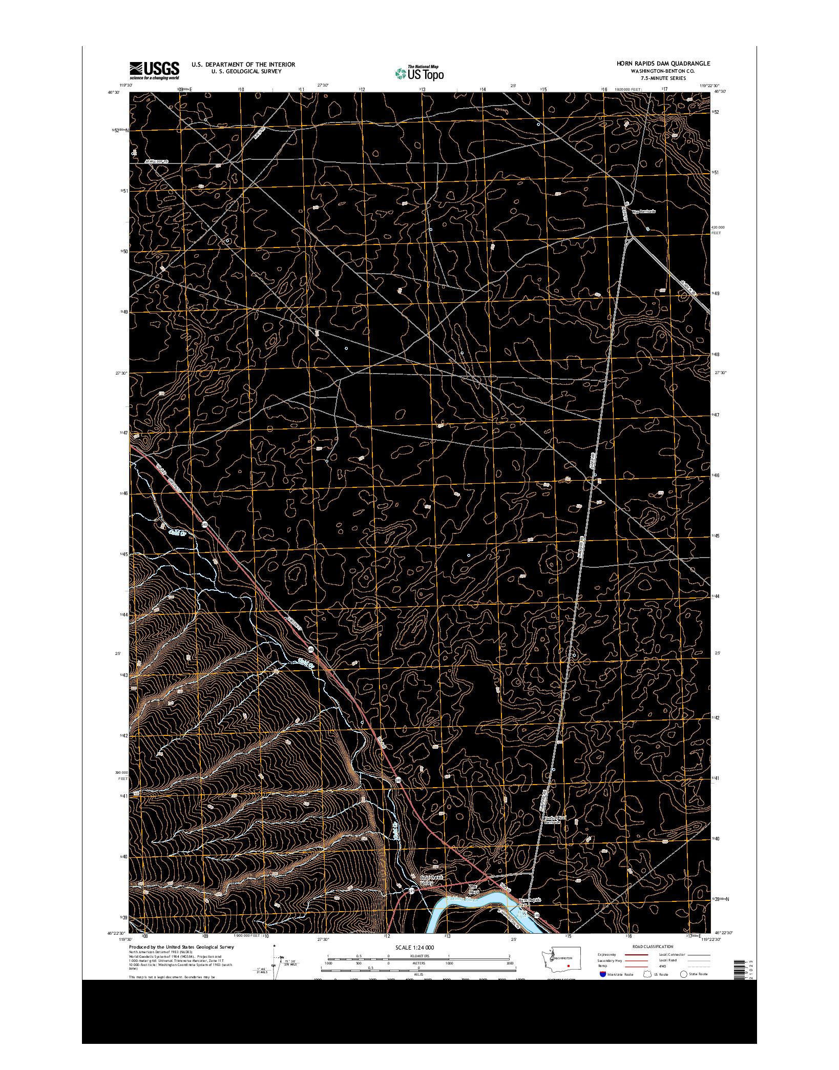 USGS US TOPO 7.5-MINUTE MAP FOR HORN RAPIDS DAM, WA 2013