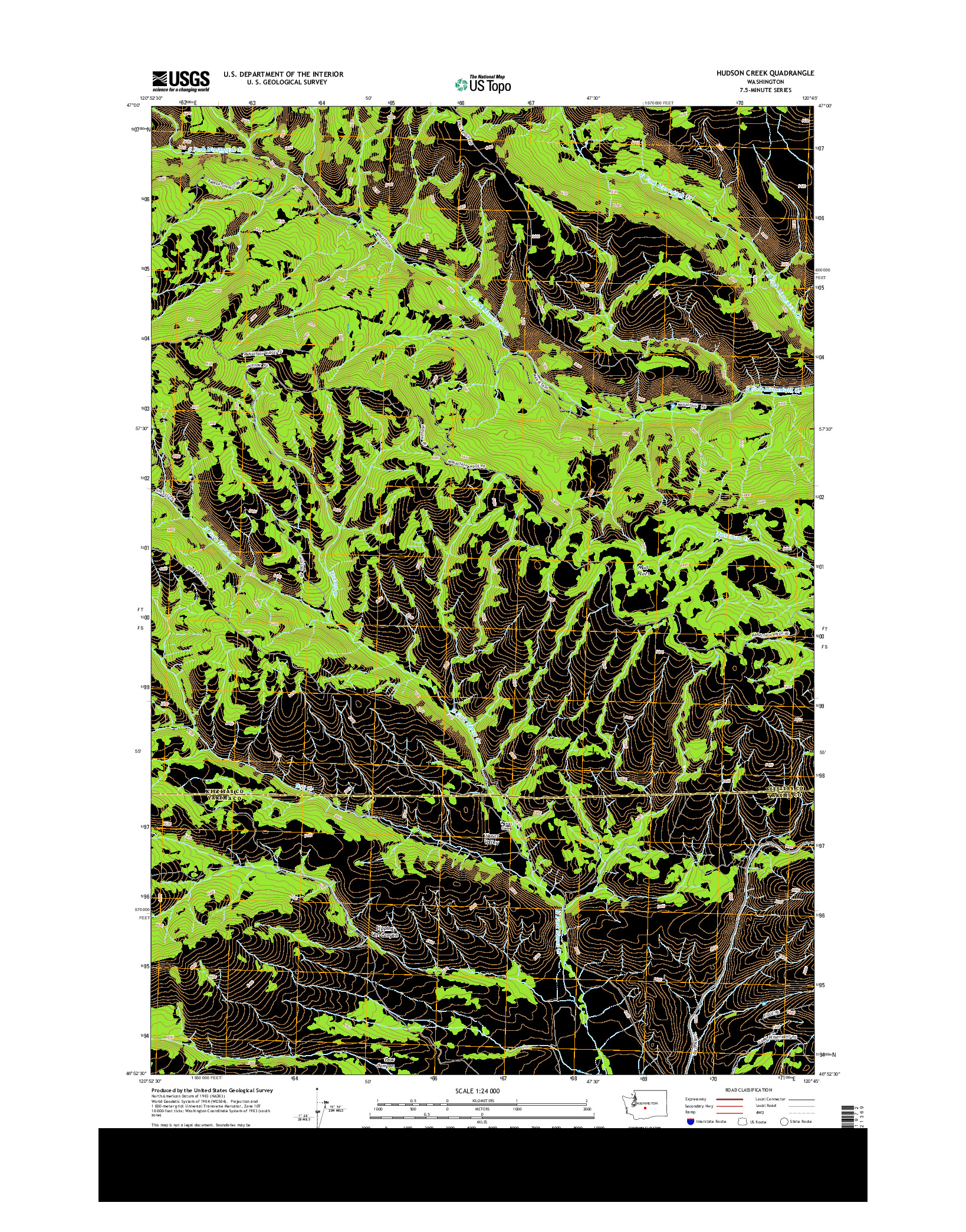 USGS US TOPO 7.5-MINUTE MAP FOR HUDSON CREEK, WA 2013