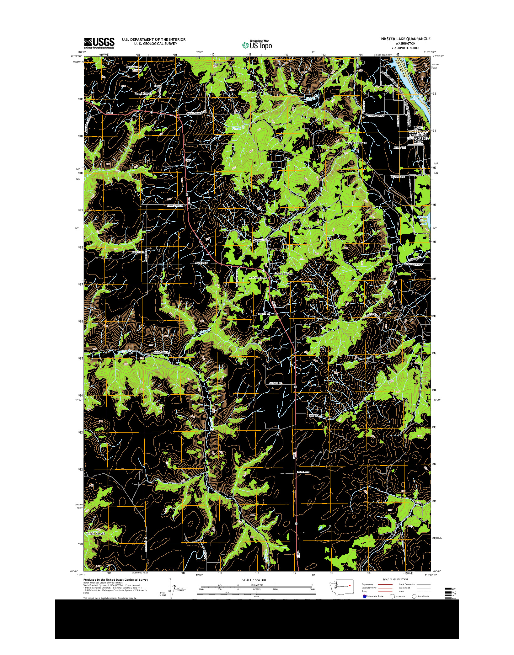 USGS US TOPO 7.5-MINUTE MAP FOR INKSTER LAKE, WA 2013