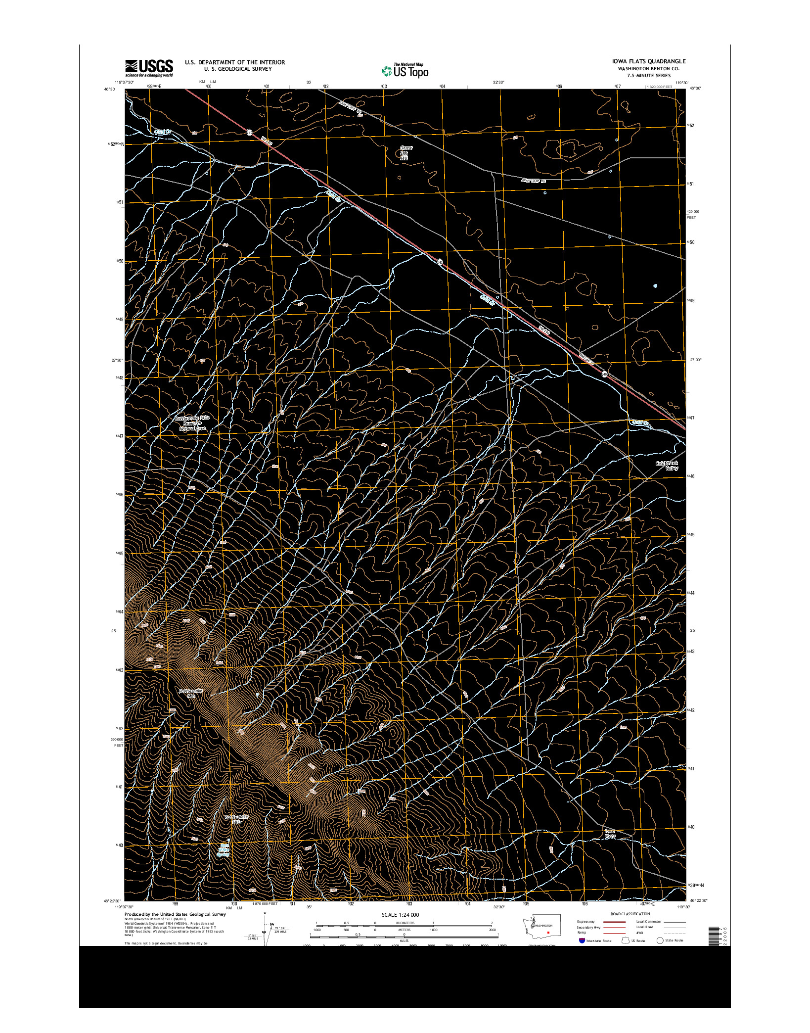 USGS US TOPO 7.5-MINUTE MAP FOR IOWA FLATS, WA 2013