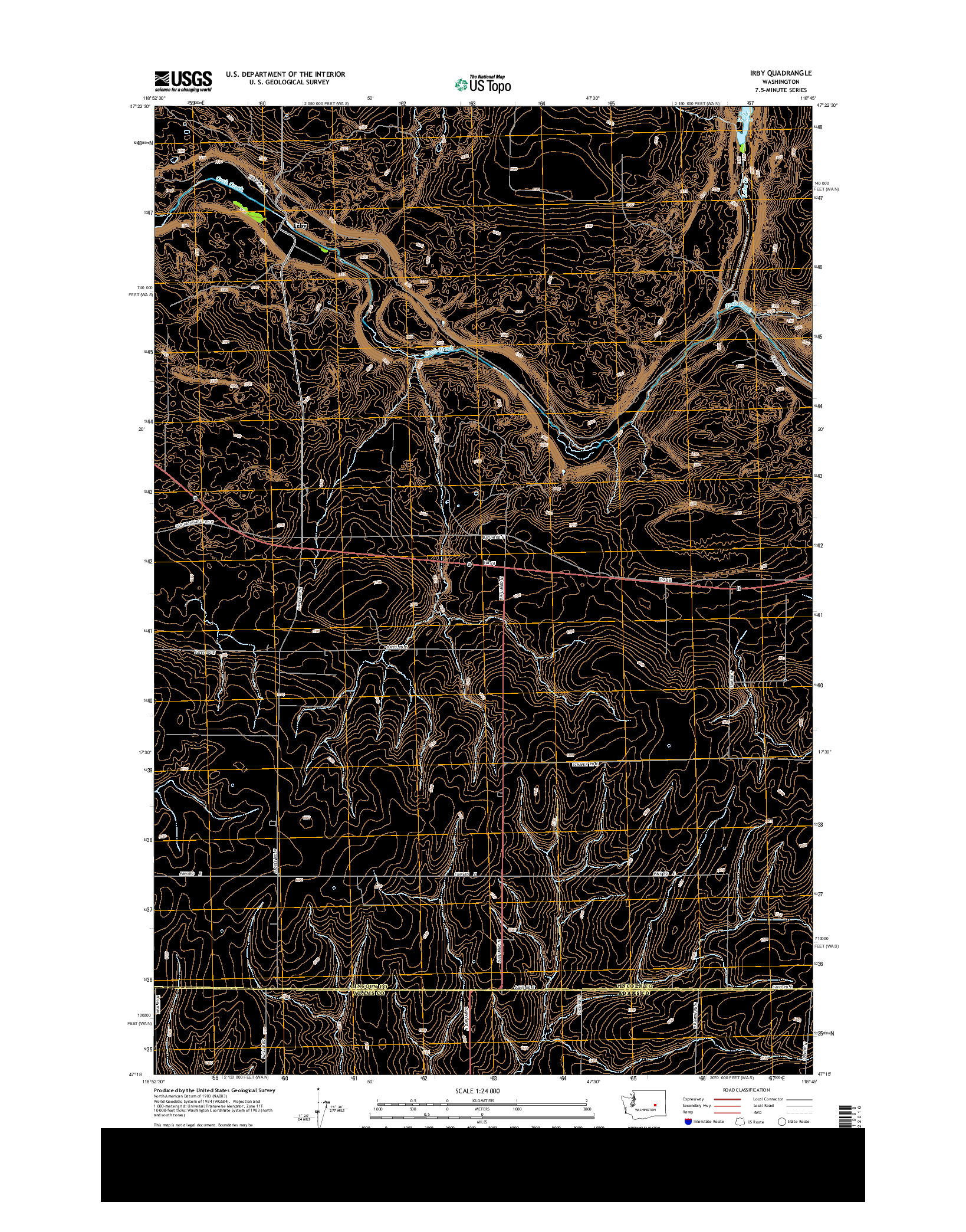 USGS US TOPO 7.5-MINUTE MAP FOR IRBY, WA 2013